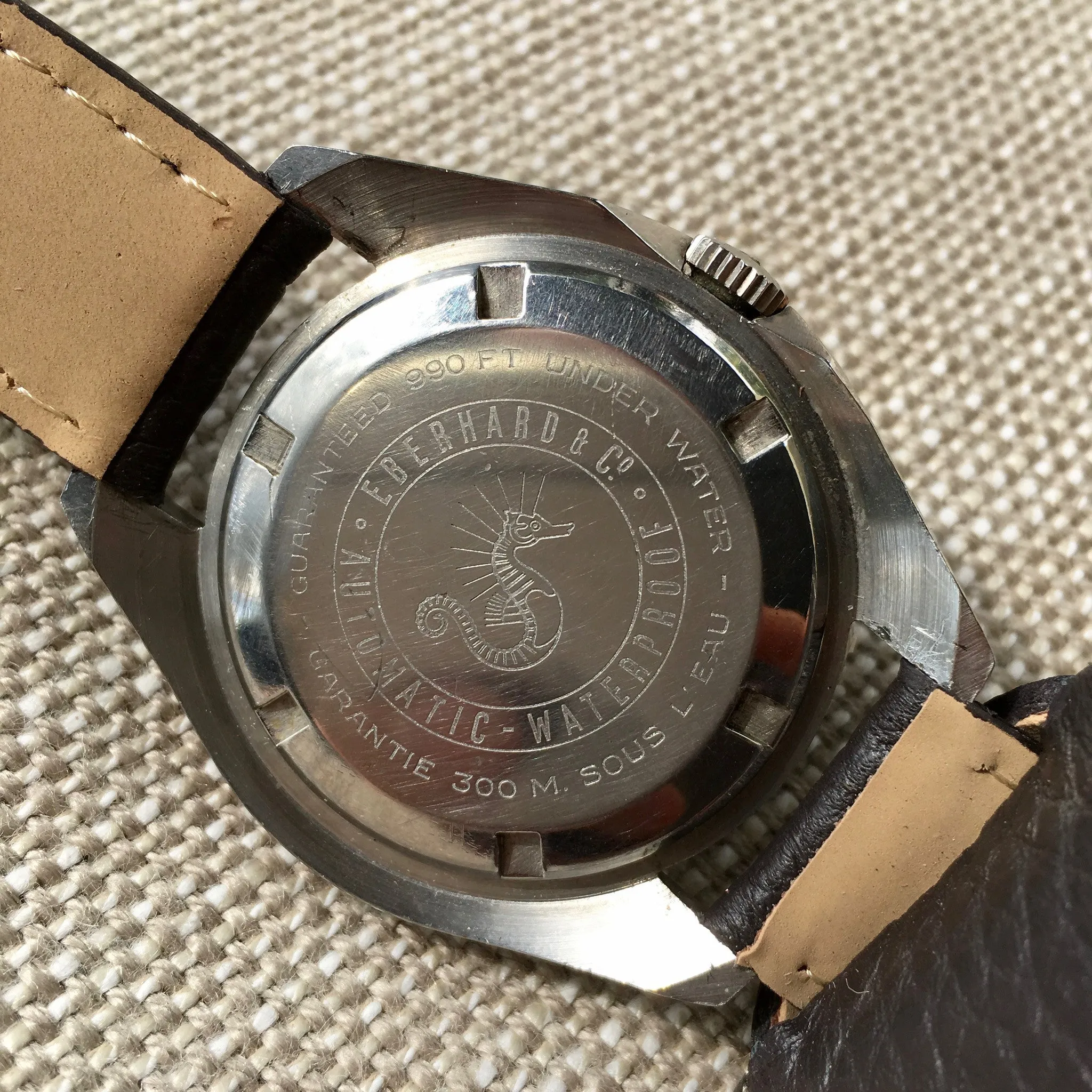 Vintage Eberhard & Co. Scafograf 300 Roulette Date Stainless Steel Watch
