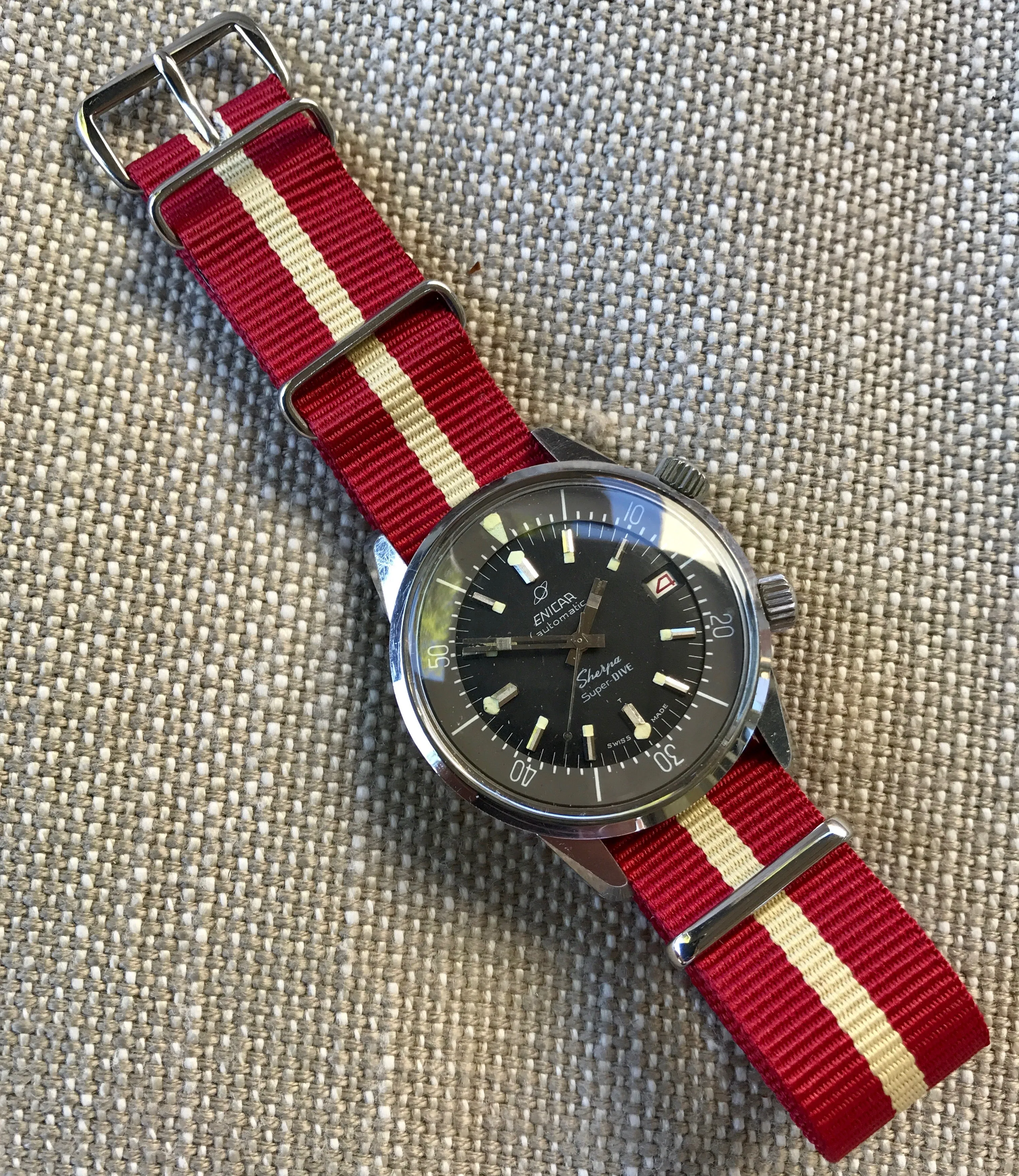 Vintage Enicar Sherpa Super Dive 2342 Polish Military Stainless Steel Automatic Compressor Wristwatch 1960's