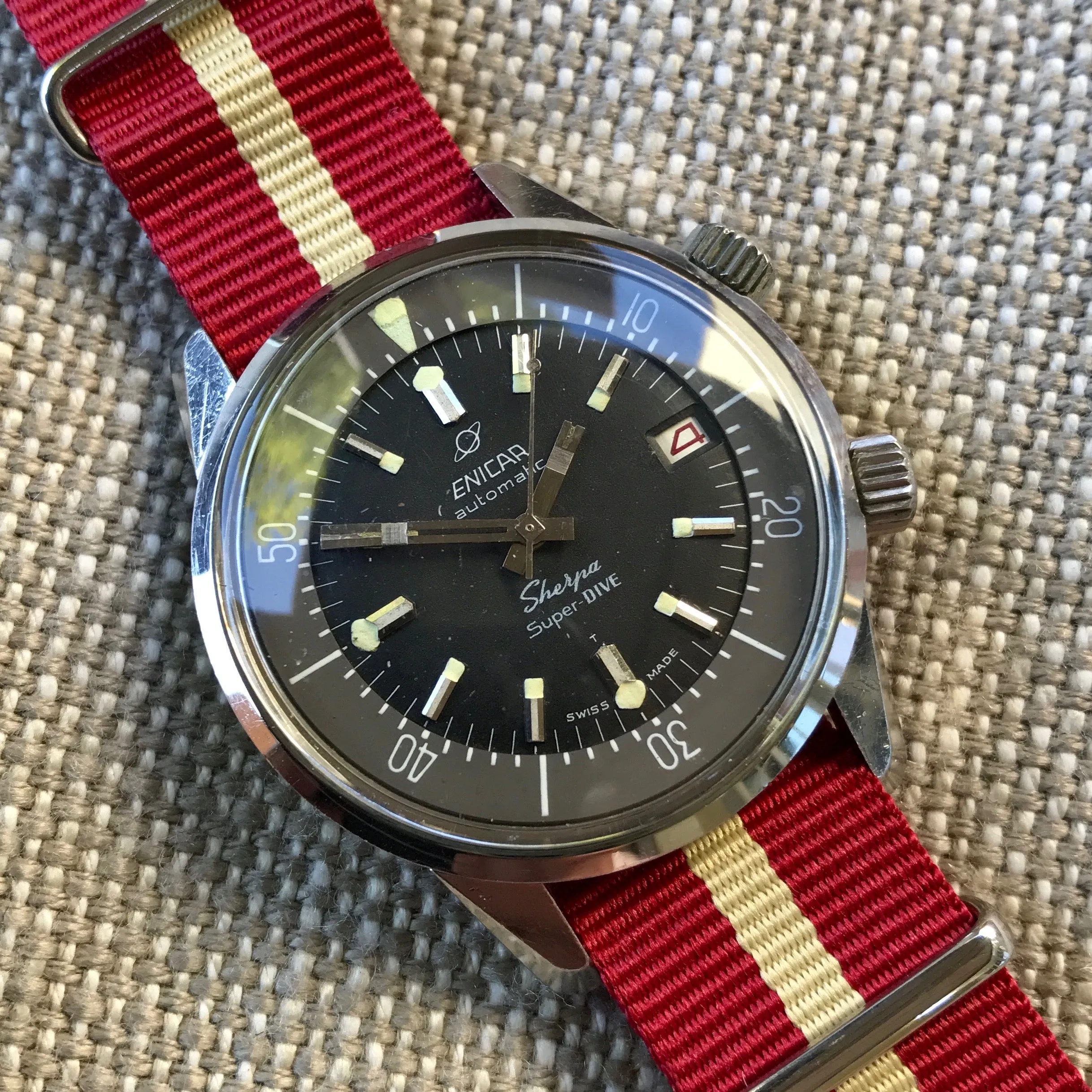 Vintage Enicar Sherpa Super Dive 2342 Polish Military Stainless Steel Automatic Compressor Wristwatch 1960's