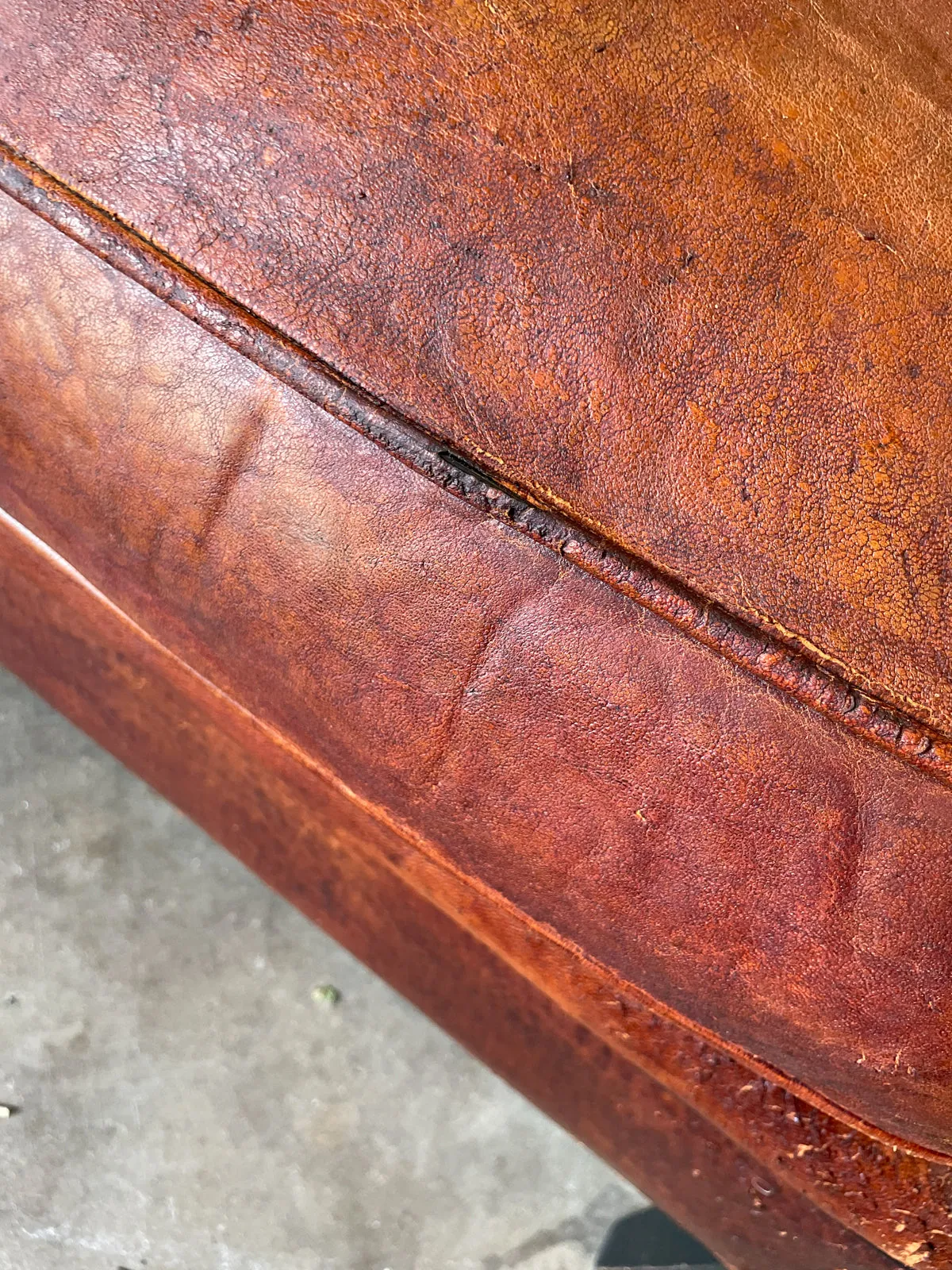 Vintage European Leather Club Chair with Brass Nailhead Detail