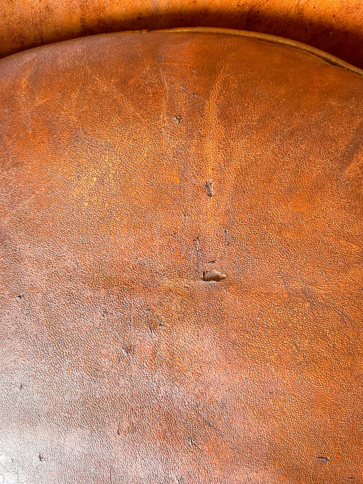 Vintage European Leather Club Chair with Brass Nailhead Detail