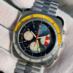 Vintage Favre Leuba Sea Sky GMT 33053 Valjoux 724 Chronograph Wristwatch