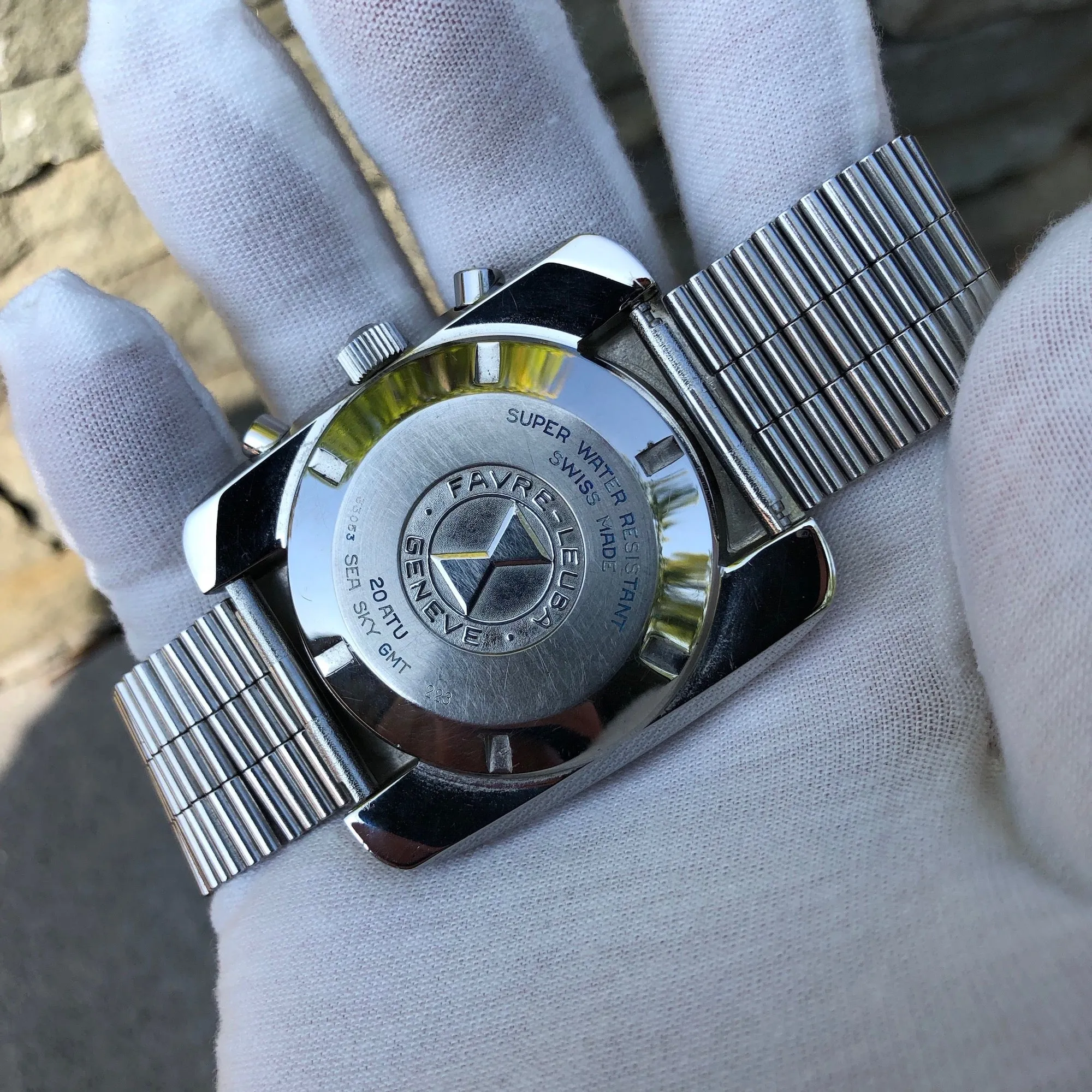 Vintage Favre Leuba Sea Sky GMT 33053 Valjoux 724 Chronograph Wristwatch