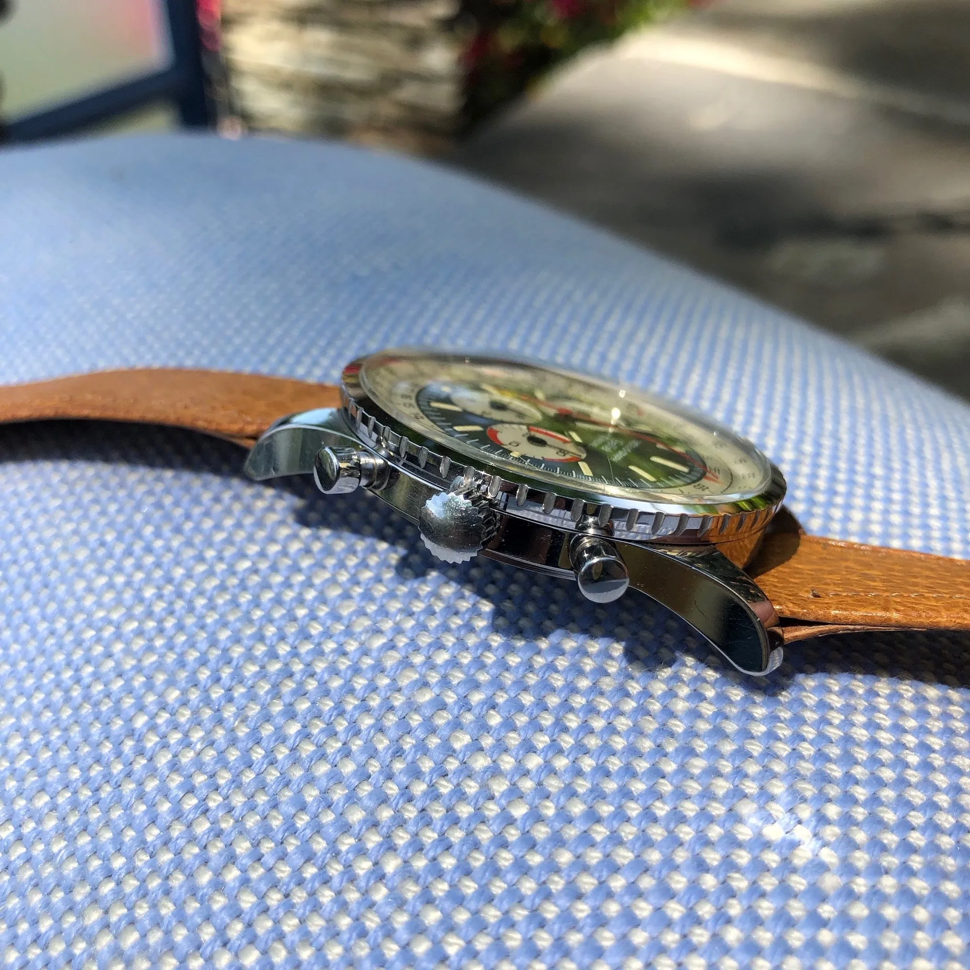 Vintage Gallet MultiChron Racine Excel-O-Graph Steel Chronograph EP 40.68 Wristwatch