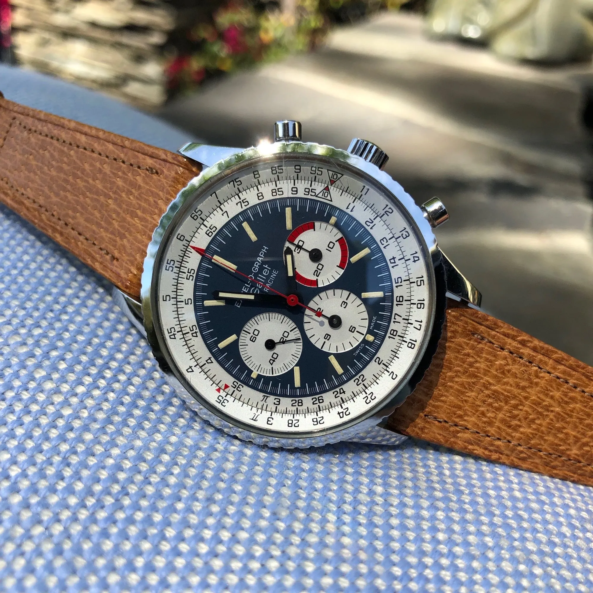 Vintage Gallet MultiChron Racine Excel-O-Graph Steel Chronograph EP 40.68 Wristwatch