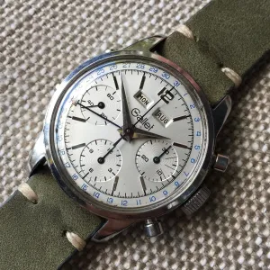 Vintage Gallet Steel Triple Date Chronograph 998 Valjoux 723 Manual Wind Wristwatch