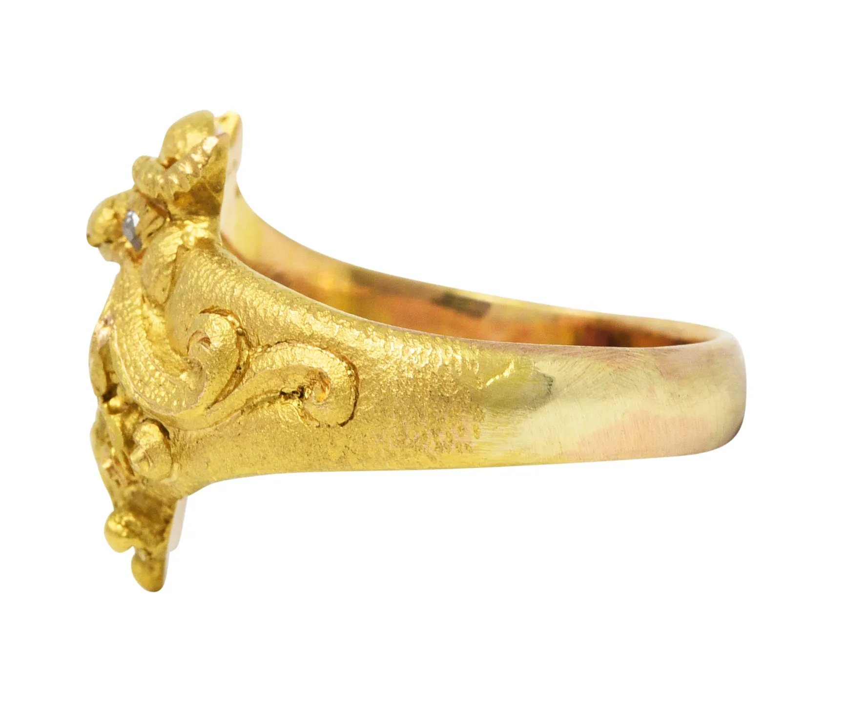 Vintage Garnet Diamond 18 Karat Gold Unisex Gargoyle Ring