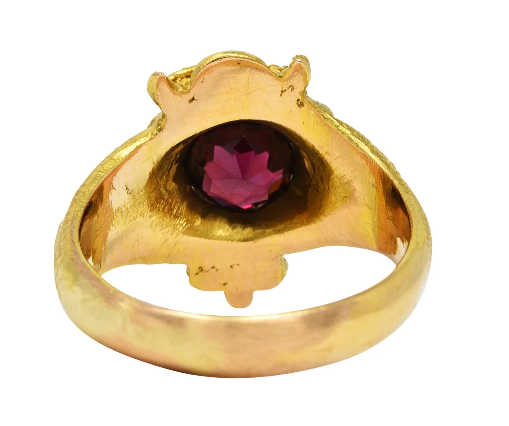 Vintage Garnet Diamond 18 Karat Gold Unisex Gargoyle Ring