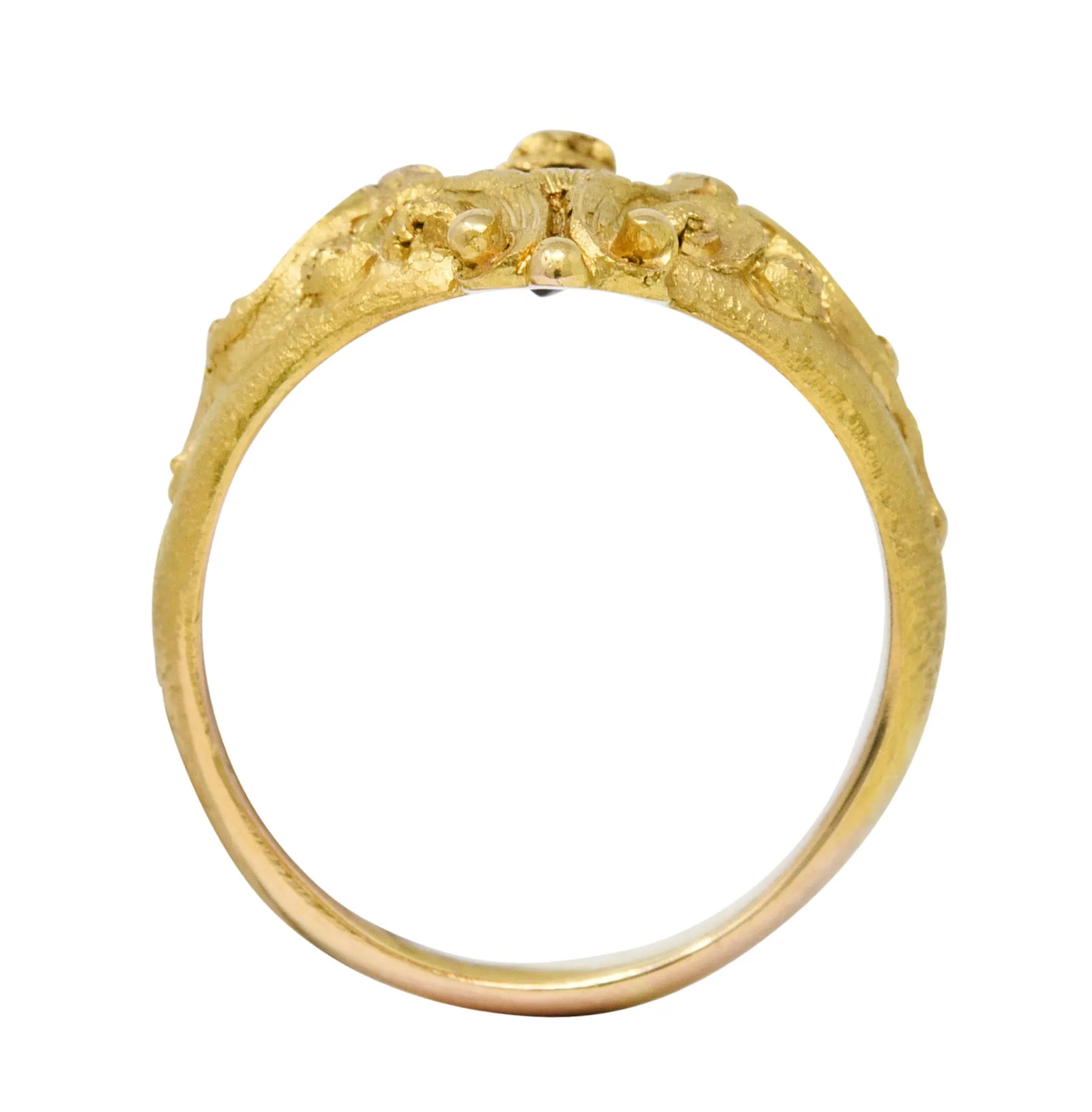 Vintage Garnet Diamond 18 Karat Gold Unisex Gargoyle Ring