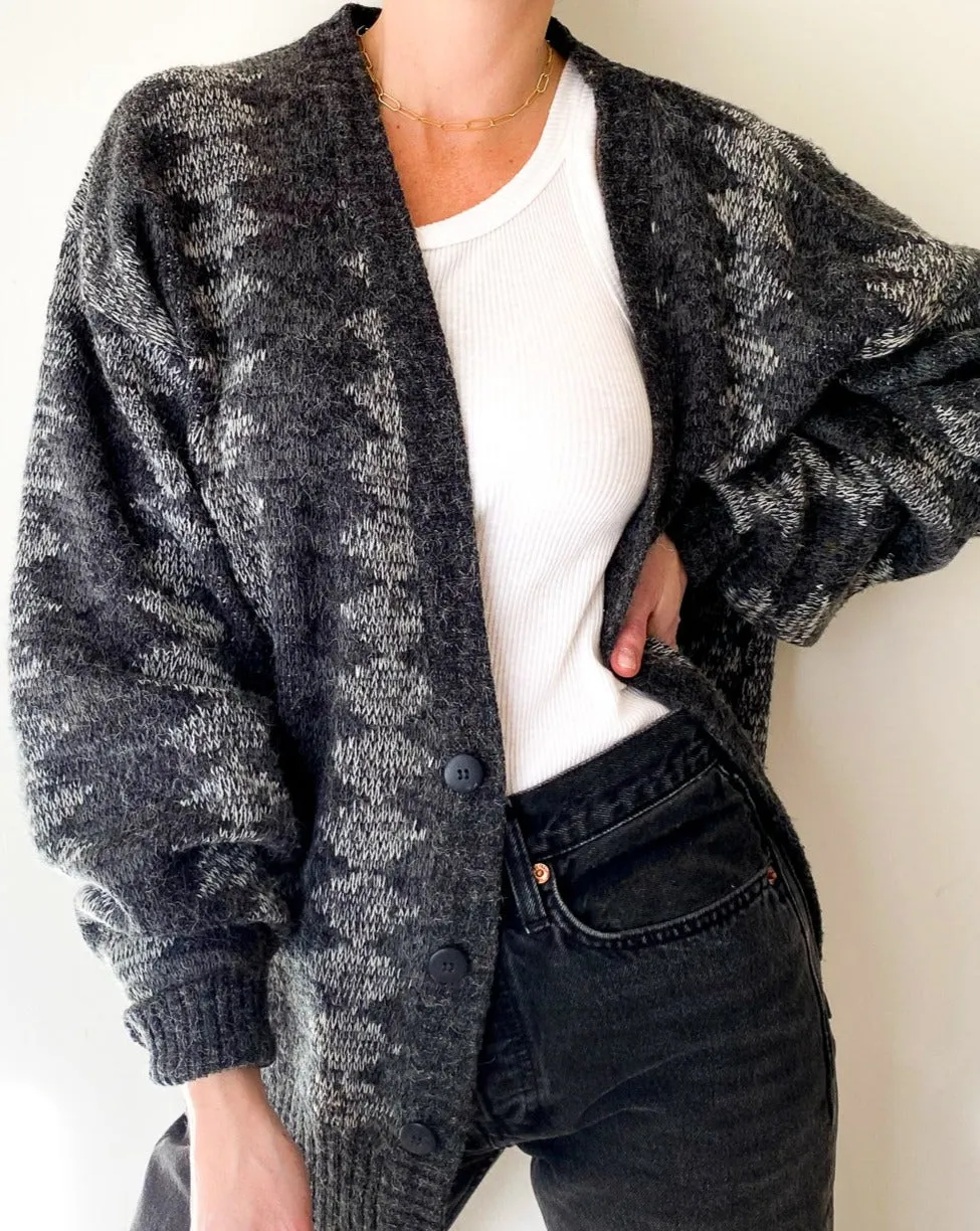 Vintage Grey Argyle Cardigan