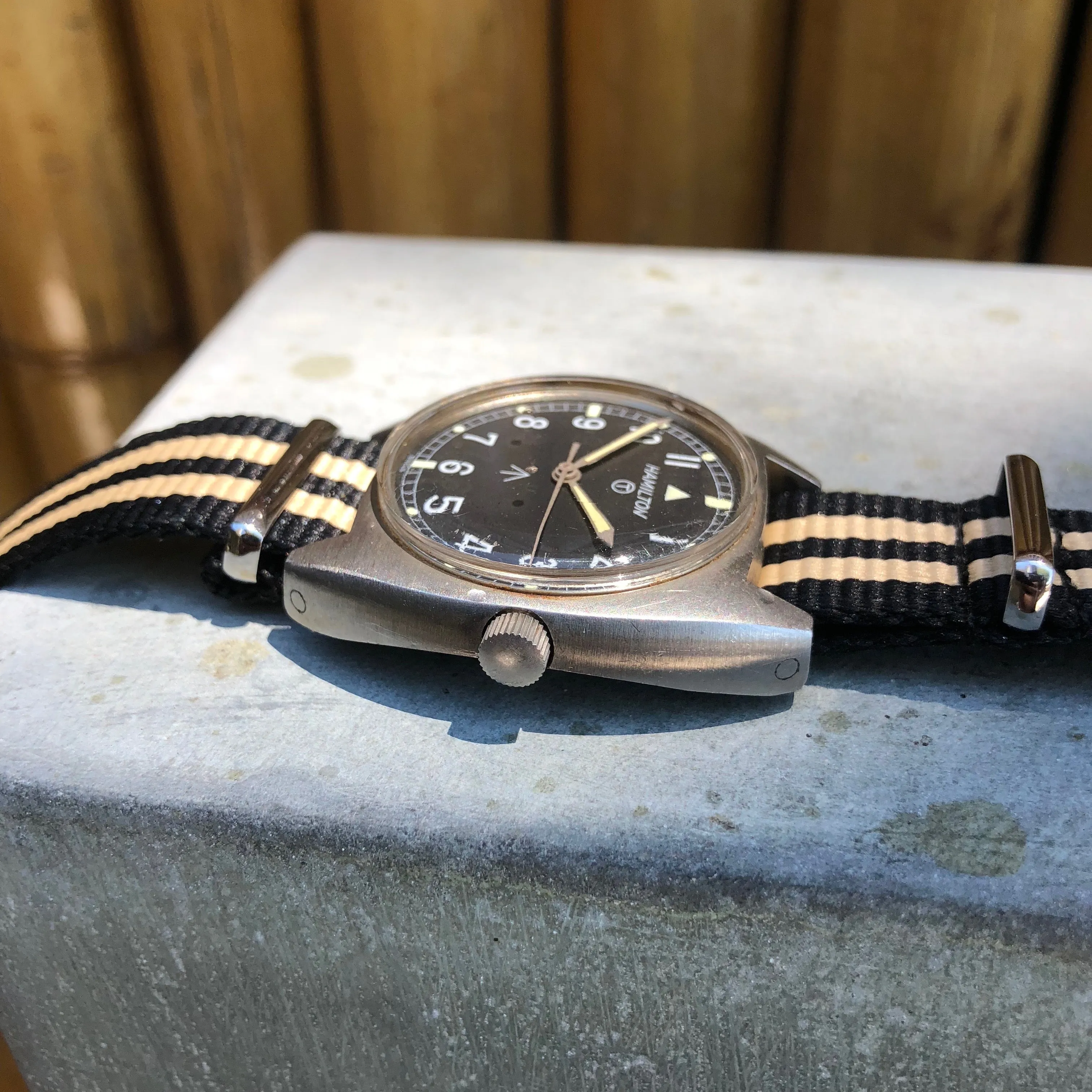 Vintage Hamilton W10 Military Steel Caliber 2750 Manual Wind Wristwatch Circa 1973