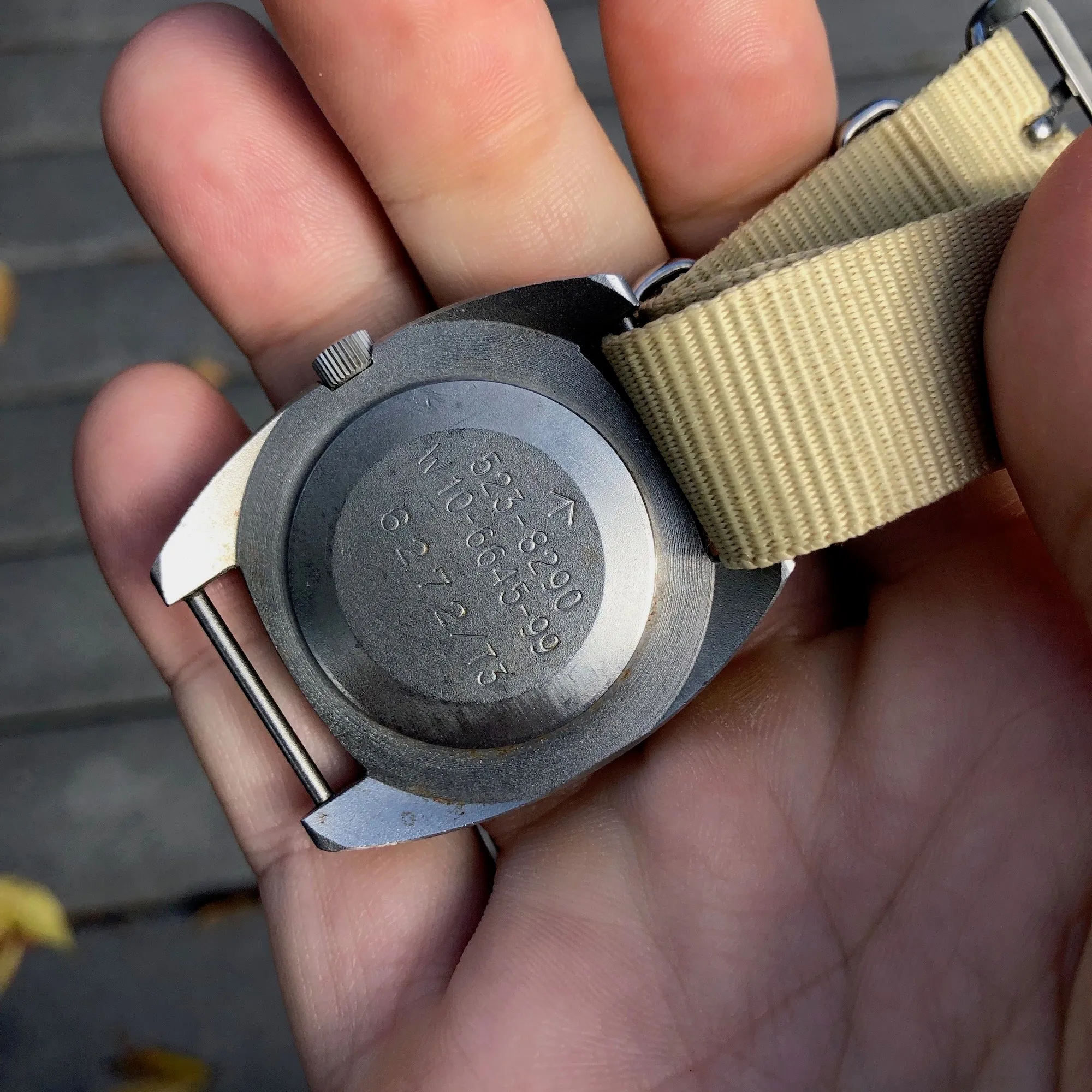 Vintage Hamilton W10 Military Steel Caliber 2750 Manual Wind Wristwatch Circa 1973