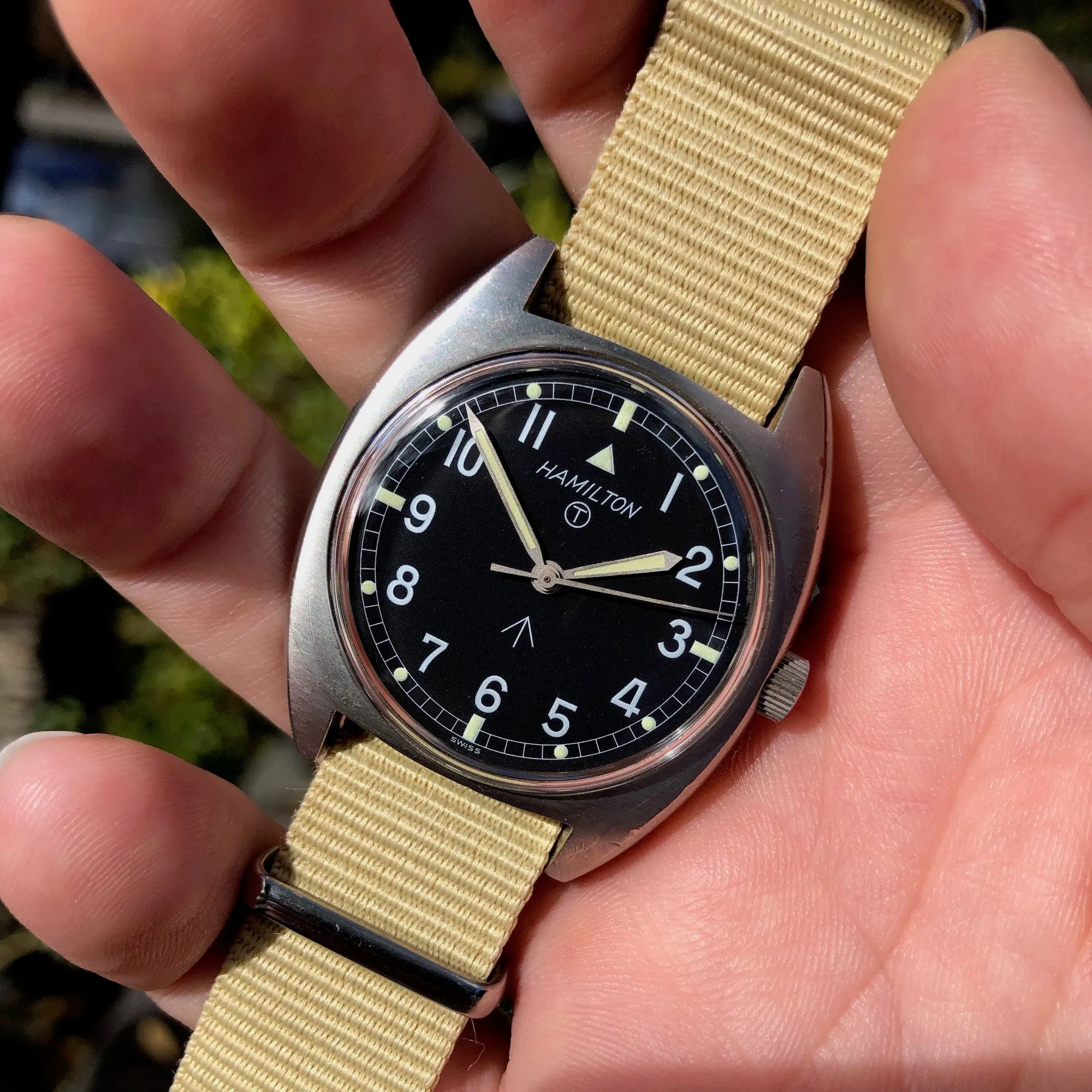 Vintage Hamilton W10 Military Steel Caliber 2750 Manual Wind Wristwatch Circa 1973