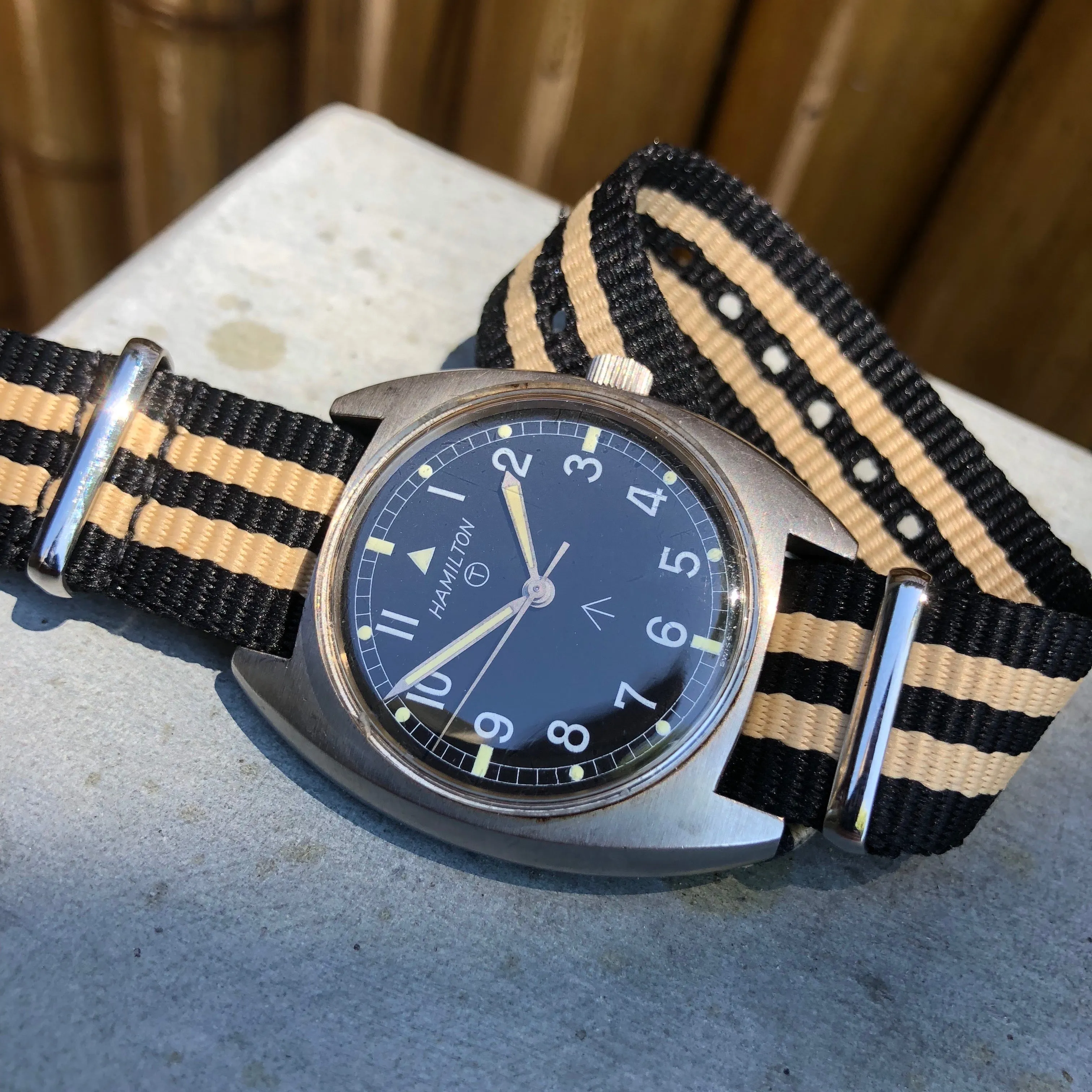 Vintage Hamilton W10 Military Steel Caliber 2750 Manual Wind Wristwatch Circa 1973