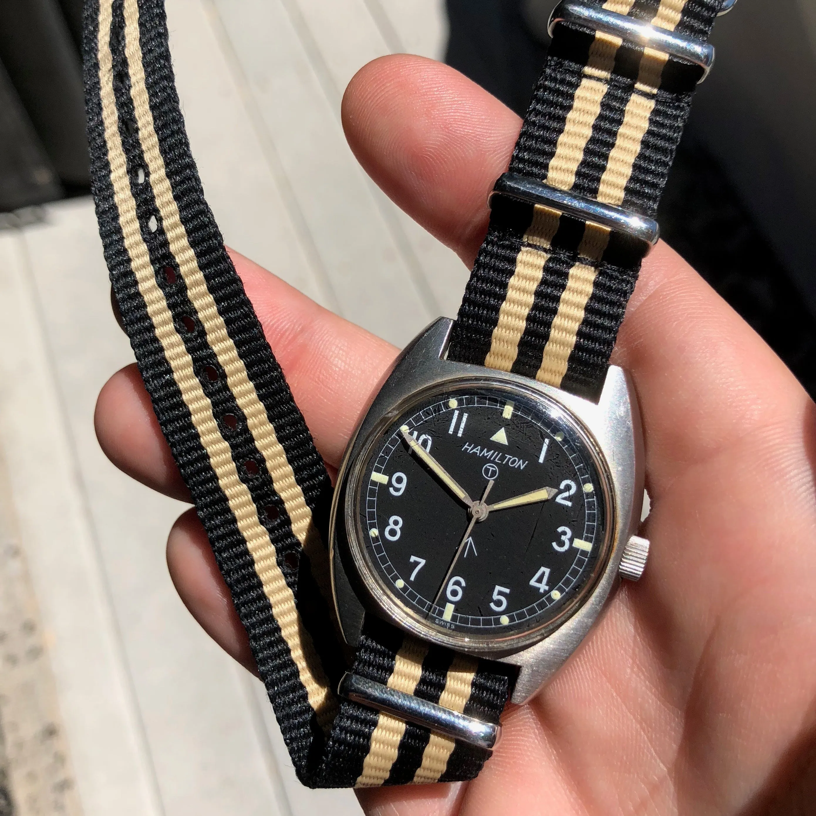 Vintage Hamilton W10 Military Steel Caliber 2750 Manual Wind Wristwatch Circa 1973