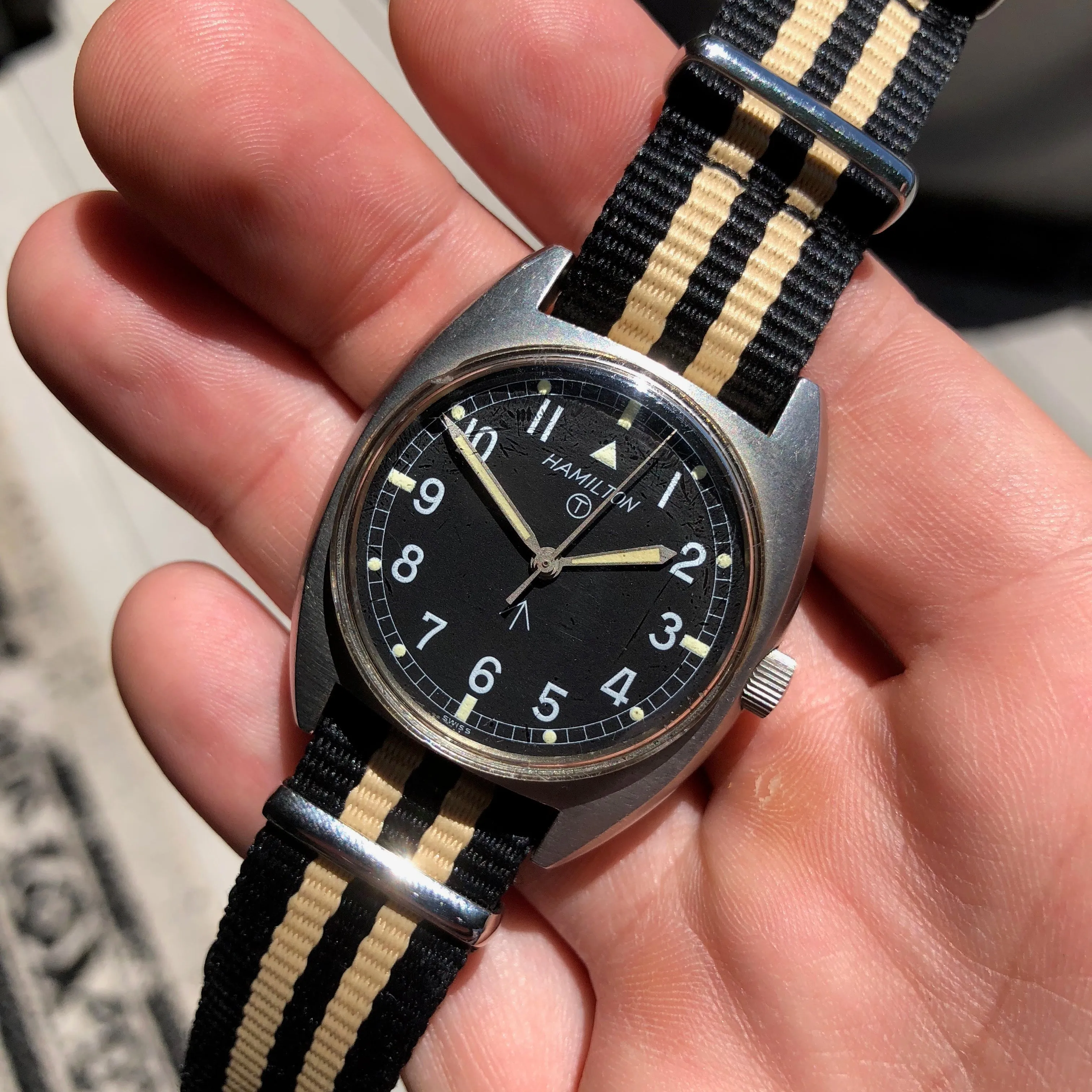 Vintage Hamilton W10 Military Steel Caliber 2750 Manual Wind Wristwatch Circa 1973