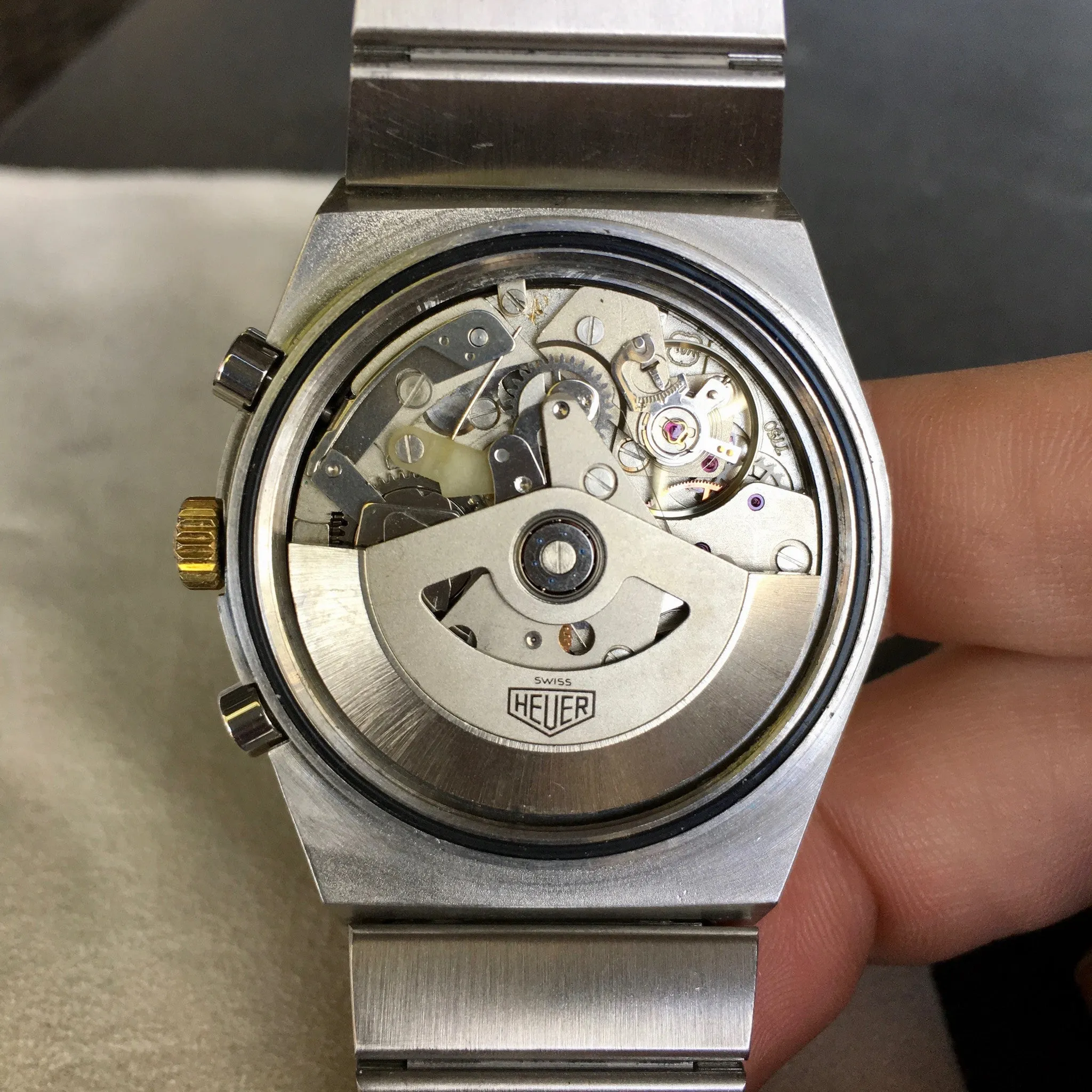 Vintage Heuer Kentucky 750.705 Steel Gold Automatic Valjoux 7750 Chronograph Watch