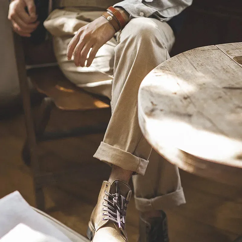 Vintage Horgue Khurkha Suit Pants - Straight Leg Casual Khaki Pants for Men