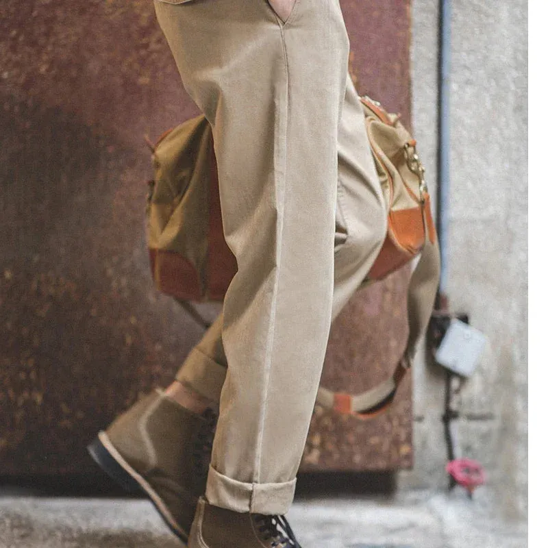 Vintage Horgue Khurkha Suit Pants - Straight Leg Casual Khaki Pants for Men
