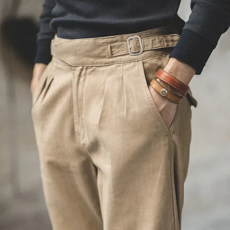 Vintage Horgue Khurkha Suit Pants - Straight Leg Casual Khaki Pants for Men