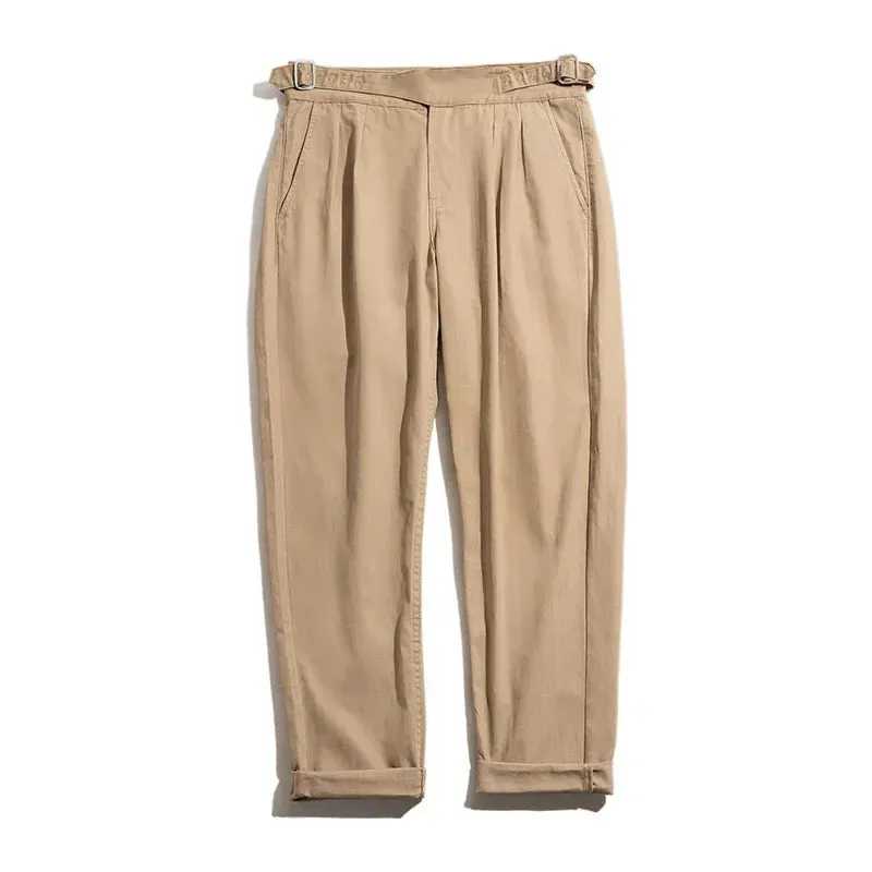 Vintage Horgue Khurkha Suit Pants - Straight Leg Casual Khaki Pants for Men
