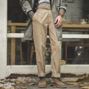 Vintage Horgue Khurkha Suit Pants - Straight Leg Casual Khaki Pants for Men