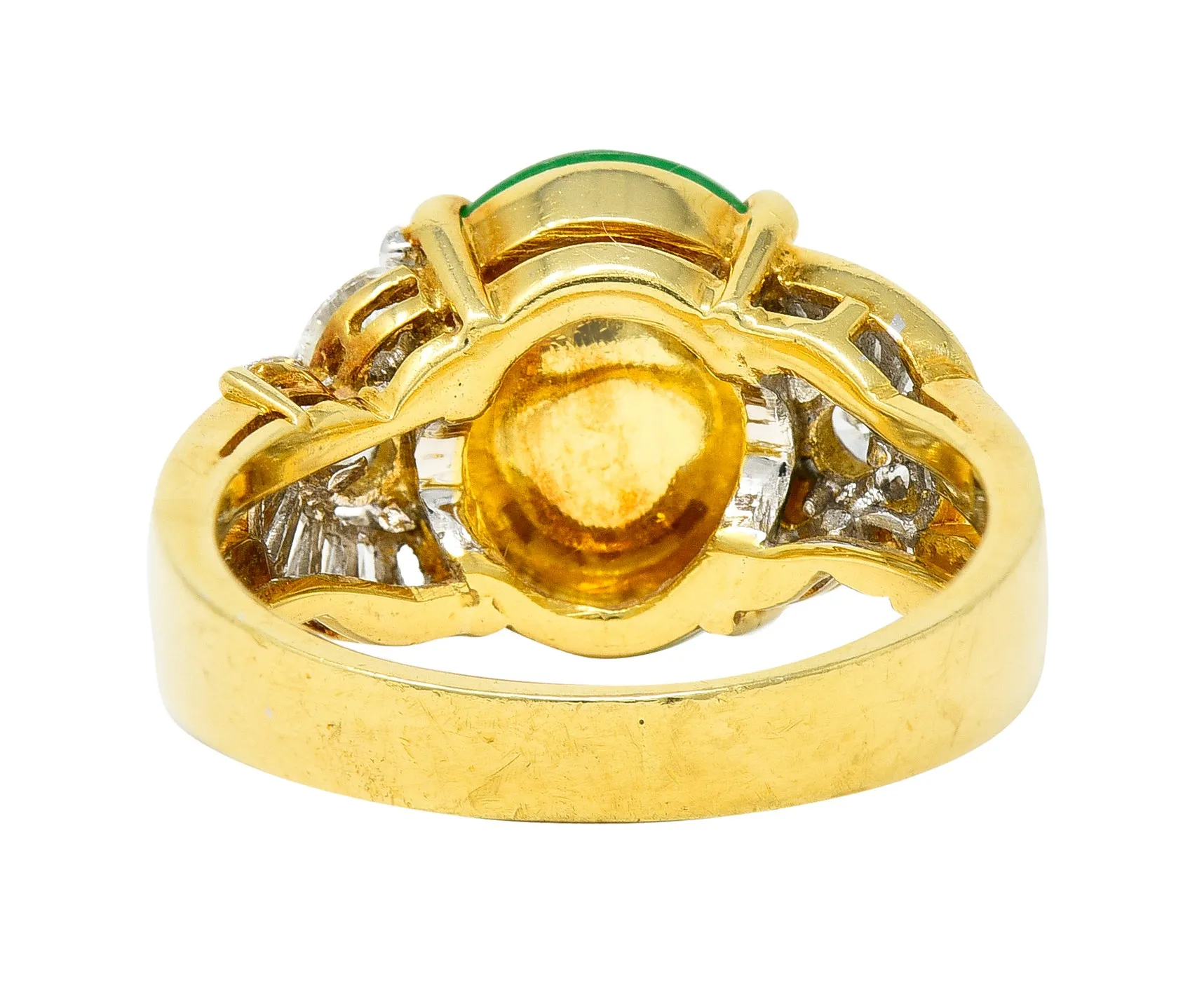 Vintage Jadeite Jade Diamond 18 Karat Yellow Gold Cabochon Band Ring GIA