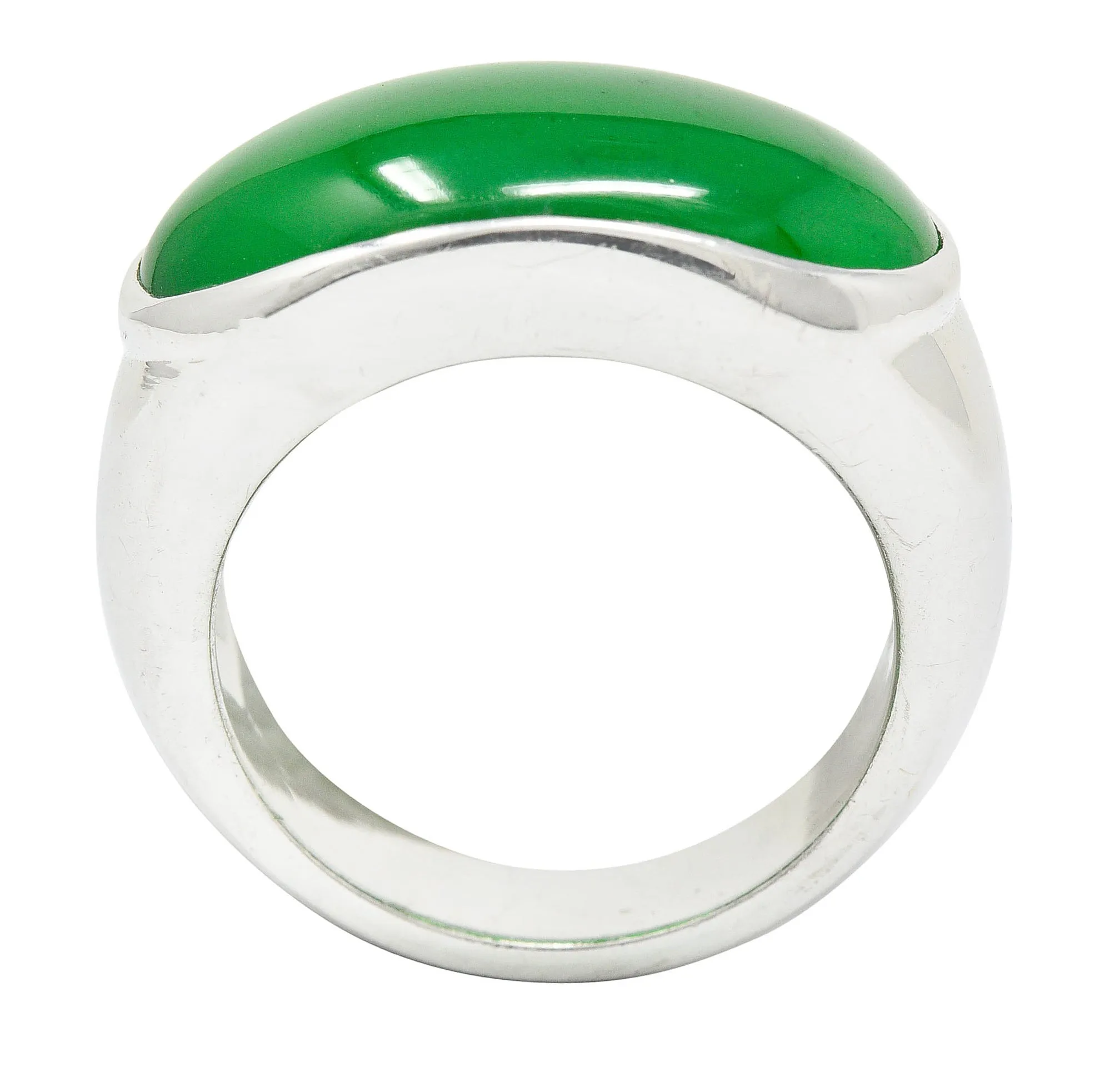 Vintage Jadeite Jade Platinum Unisex Band Ring GIA