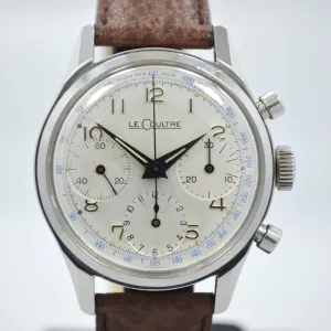 Vintage LeCoultre Stainless Steel Chronograph Valjoux 72 Wristwatch 1960's