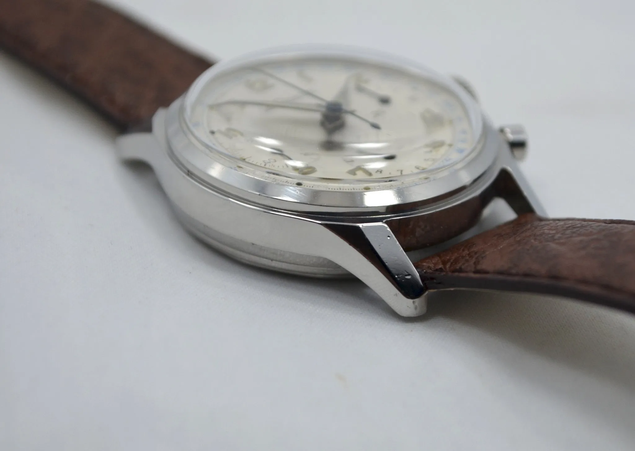 Vintage LeCoultre Stainless Steel Chronograph Valjoux 72 Wristwatch 1960's