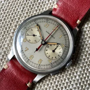 Vintage Longines 13ZN Steel Chronograph Center Minutes Recorder Wristwatch 1940's