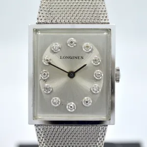 Vintage Longines 14K White Gold Diamond Stainless Steel Cal. L 847.4 Wristwatch
