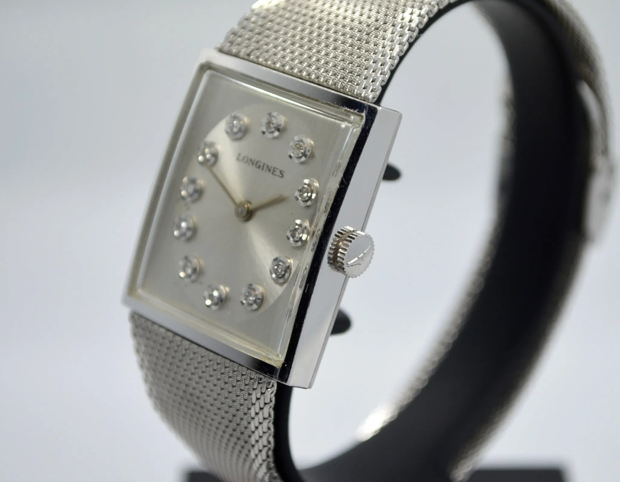 Vintage Longines 14K White Gold Diamond Stainless Steel Cal. L 847.4 Wristwatch