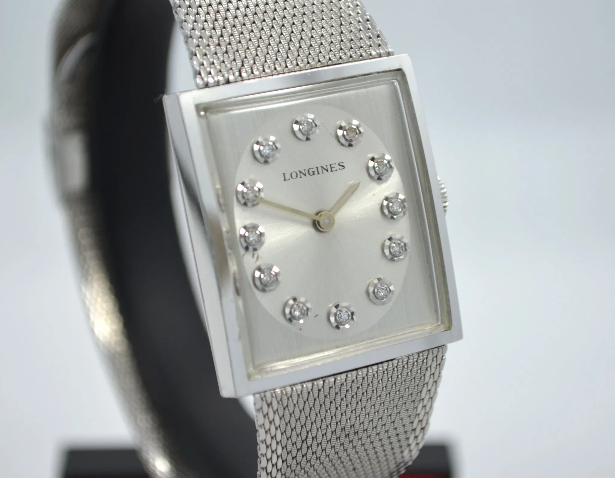 Vintage Longines 14K White Gold Diamond Stainless Steel Cal. L 847.4 Wristwatch