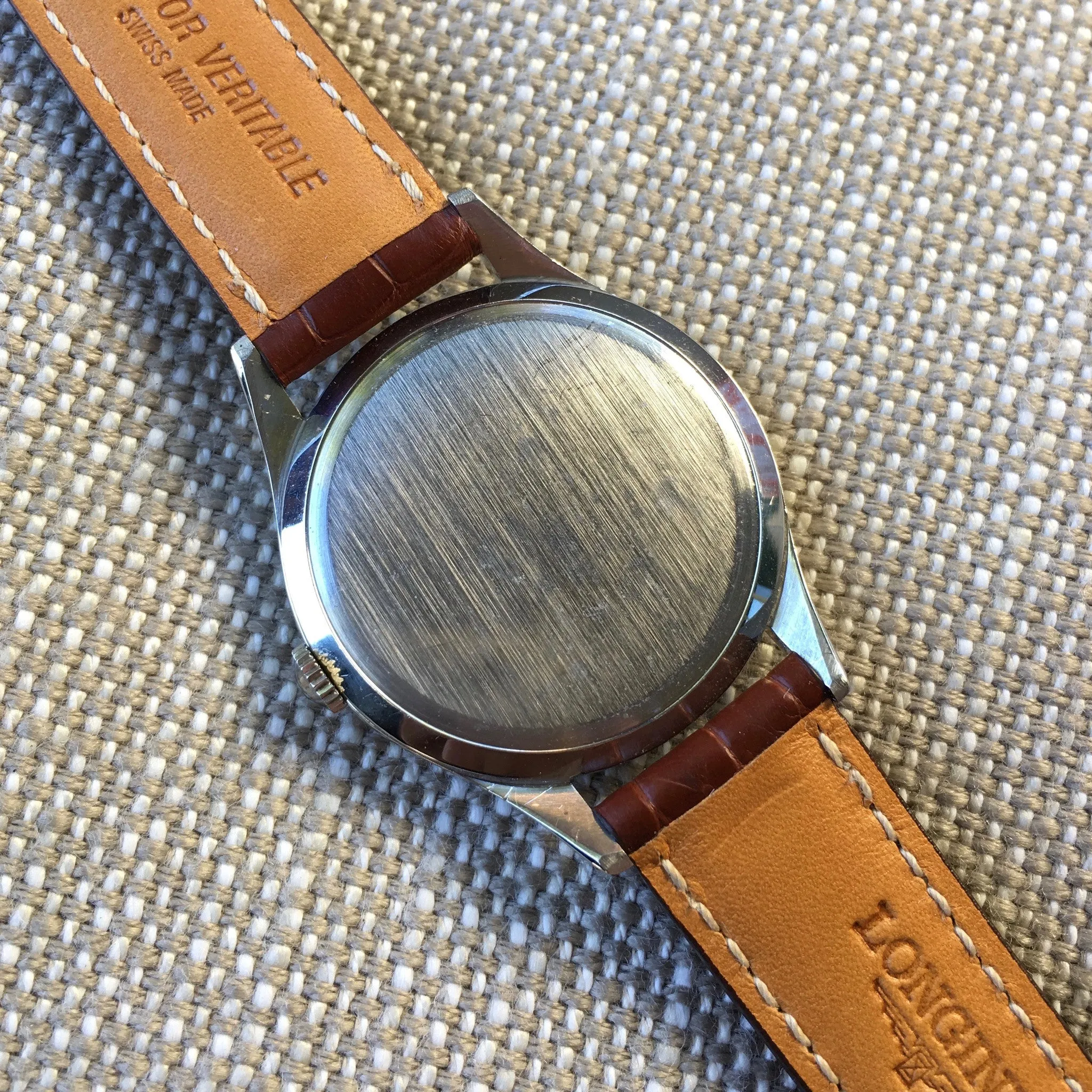 Vintage Longines 6333-3 Oversized 37mm Steel Cal. 12.68z Wristwatch 1950's