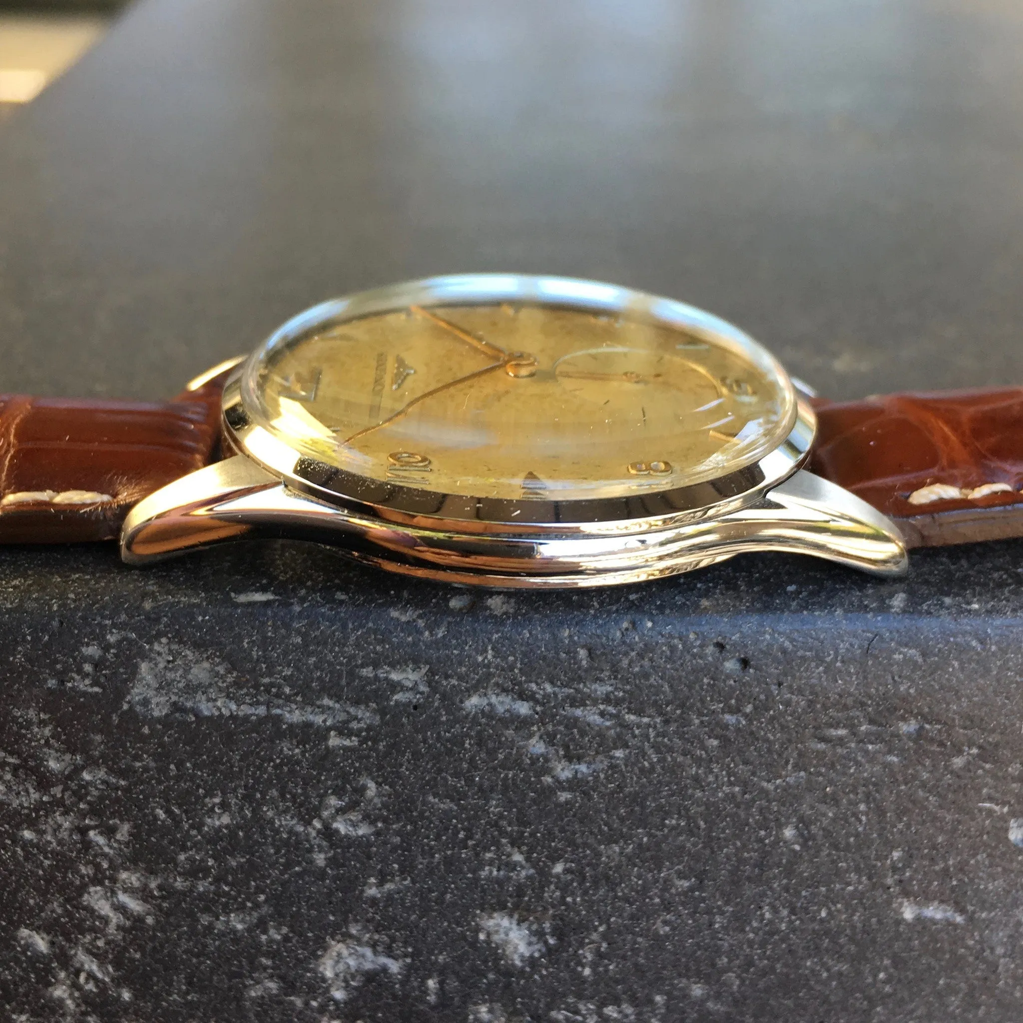 Vintage Longines 6333-3 Oversized 37mm Steel Cal. 12.68z Wristwatch 1950's