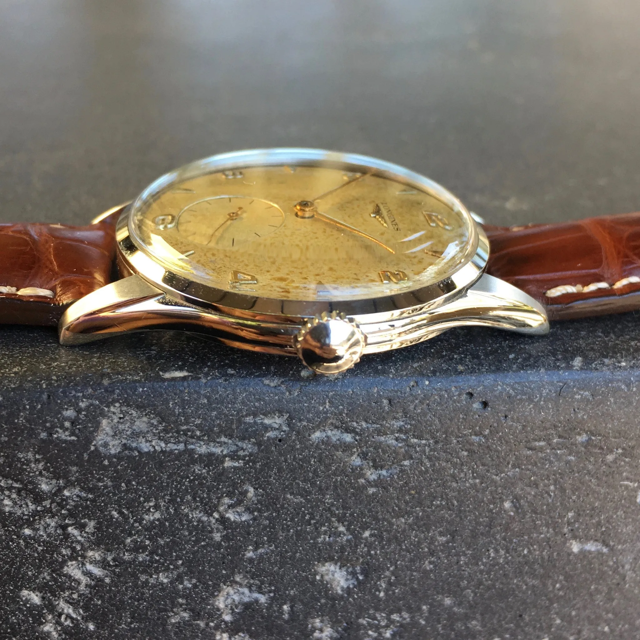 Vintage Longines 6333-3 Oversized 37mm Steel Cal. 12.68z Wristwatch 1950's