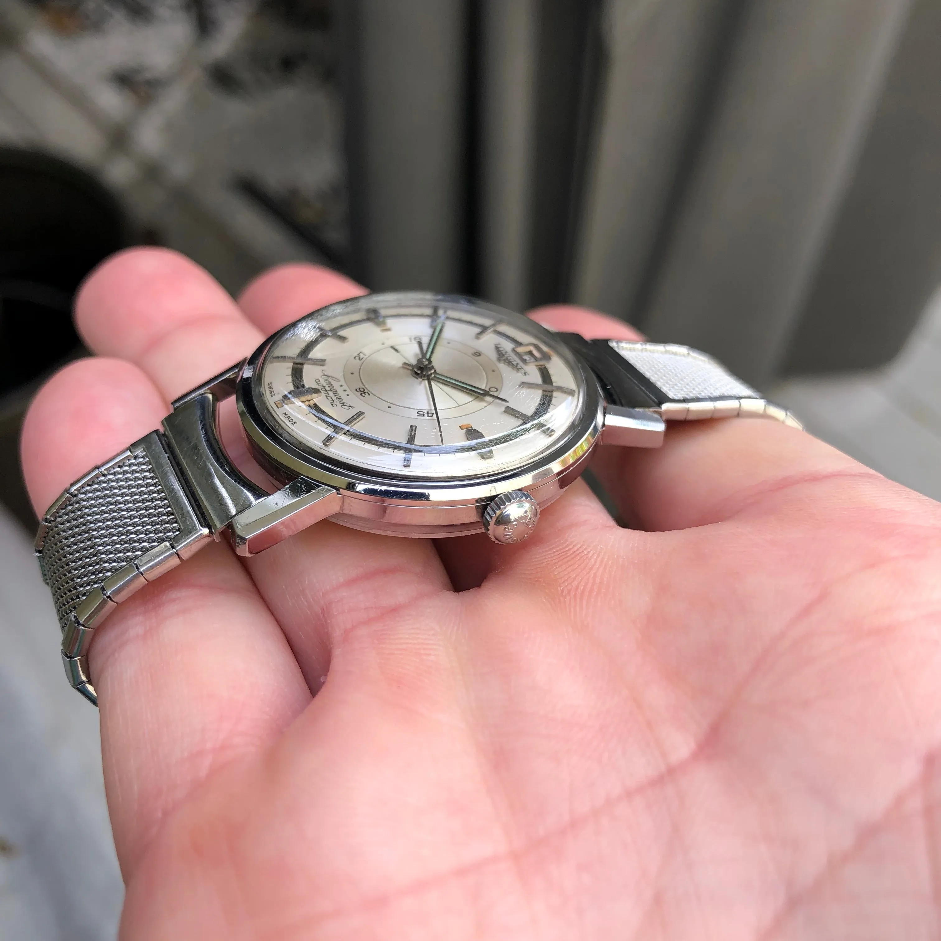 Vintage Longines Conquest Power Reserve 9031 Automatic Cal. 294 Steel Wristwatch Box Papers