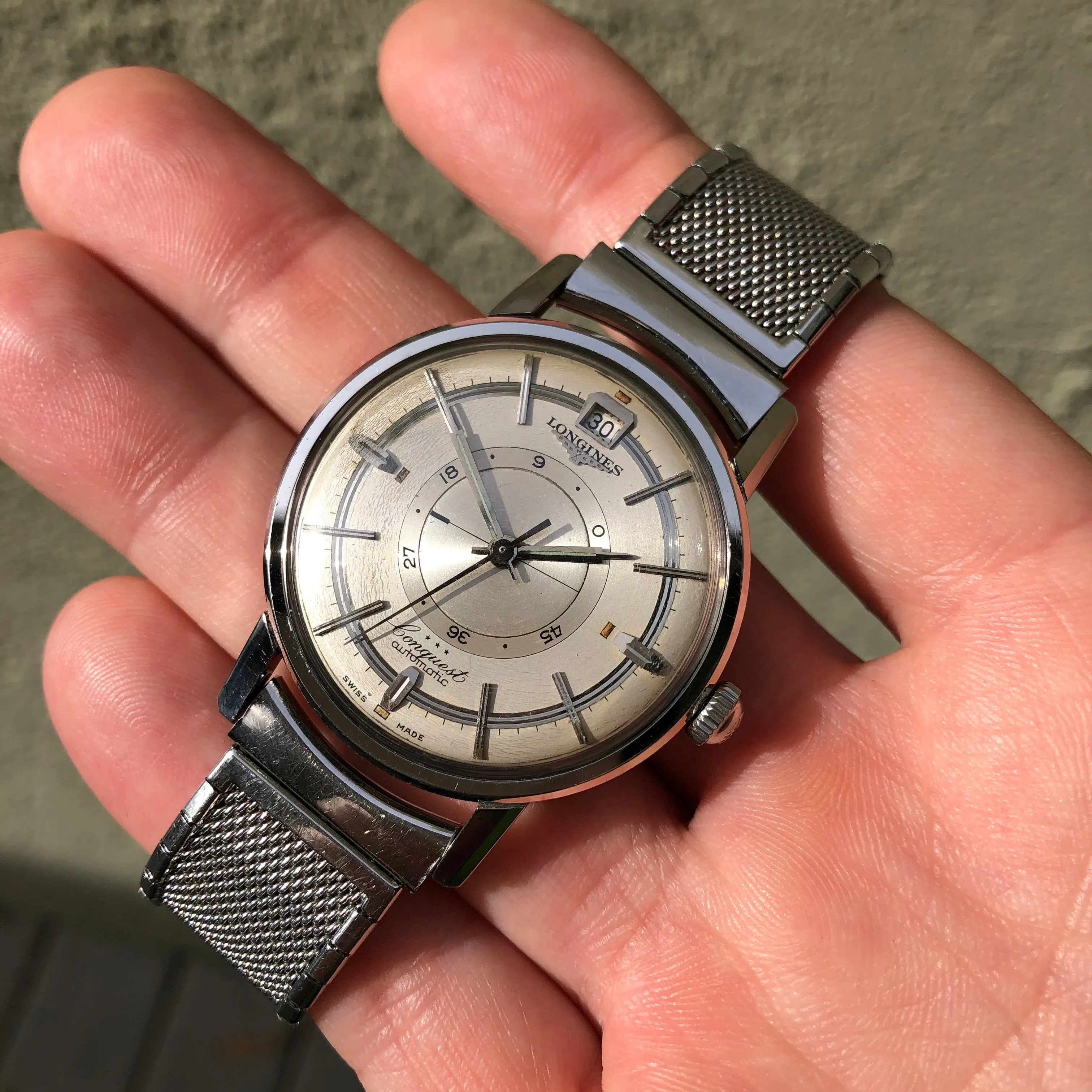 Vintage Longines Conquest Power Reserve 9031 Automatic Cal. 294 Steel Wristwatch Box Papers