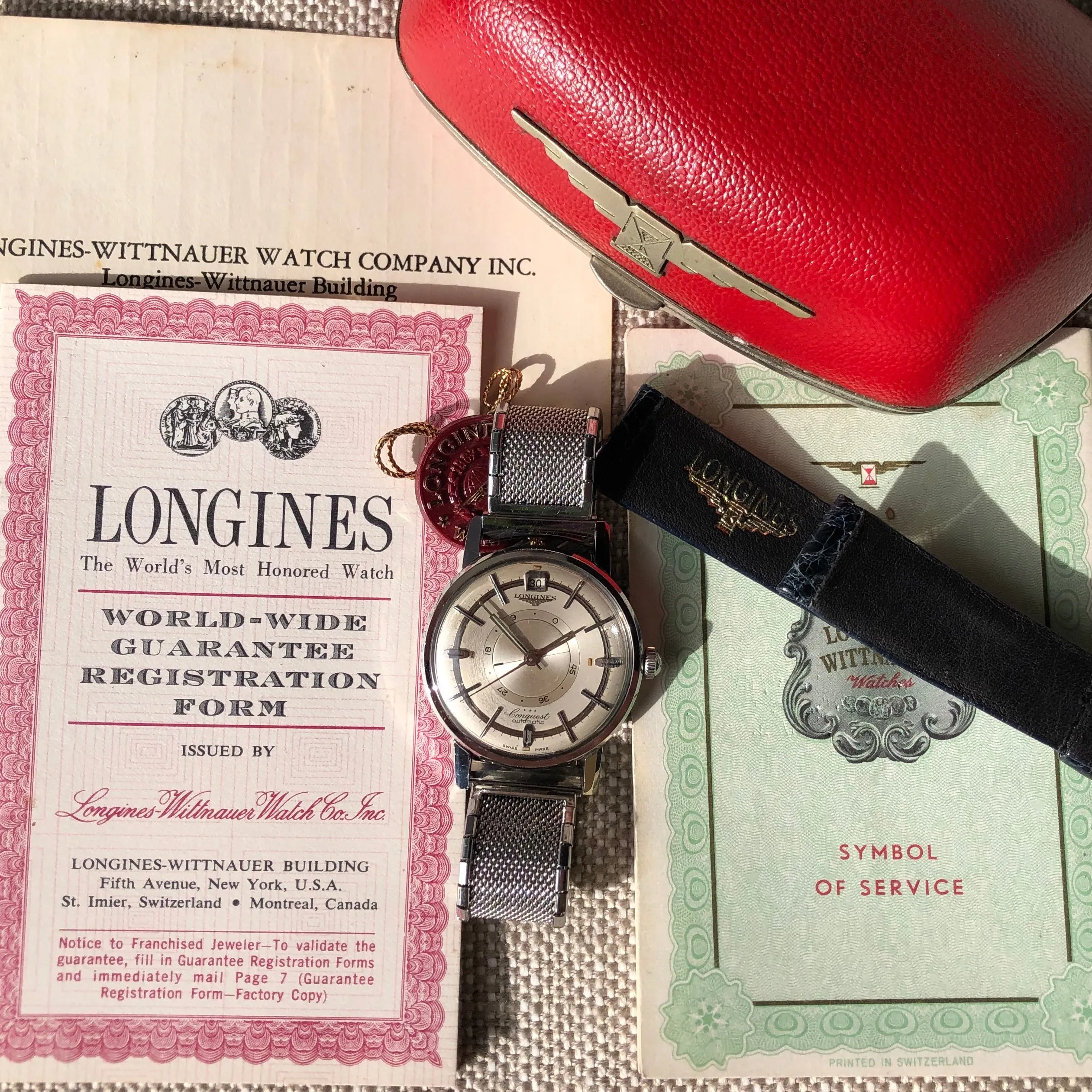 Vintage Longines Conquest Power Reserve 9031 Automatic Cal. 294 Steel Wristwatch Box Papers