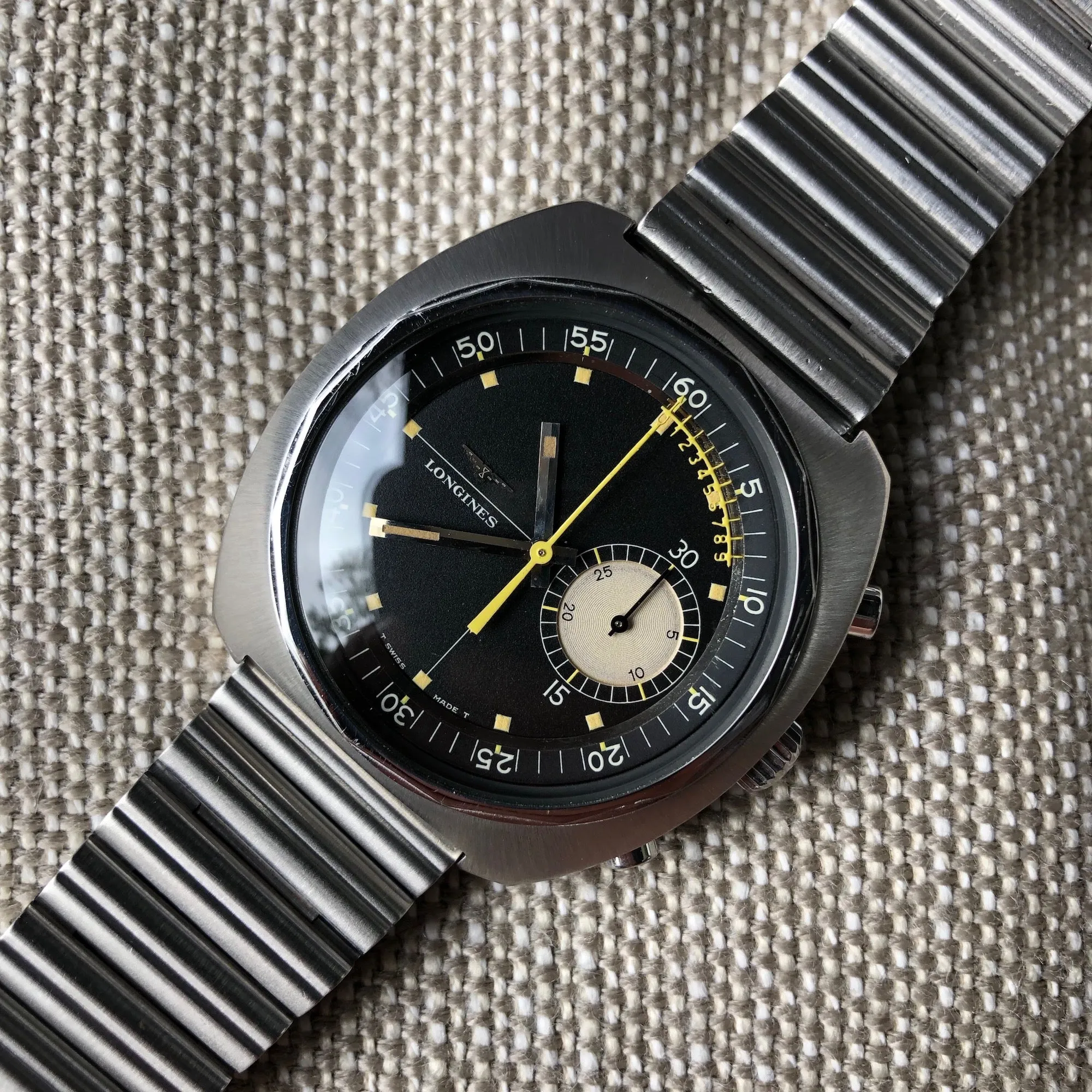 Vintage Longines Nonius 8225 Steel Chronograph 30CH Manual Wind Wristwatch Circa 1968