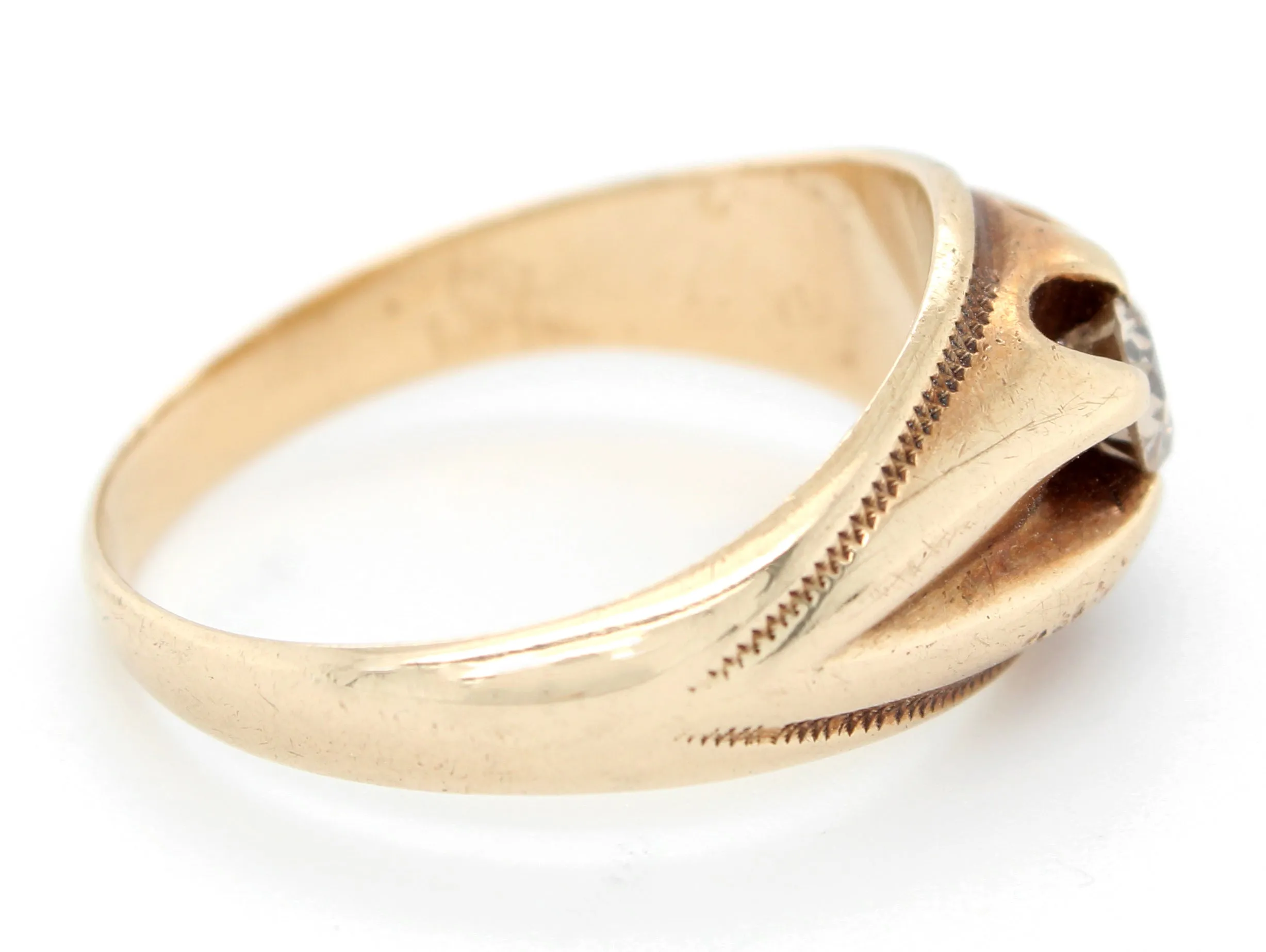 Vintage Men's 14k Solid Yellow Gold 0.50ct Diamond Solitaire Tapered Ring