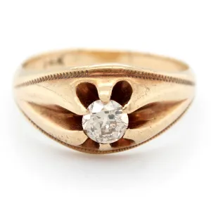 Vintage Men's 14k Solid Yellow Gold 0.50ct Diamond Solitaire Tapered Ring