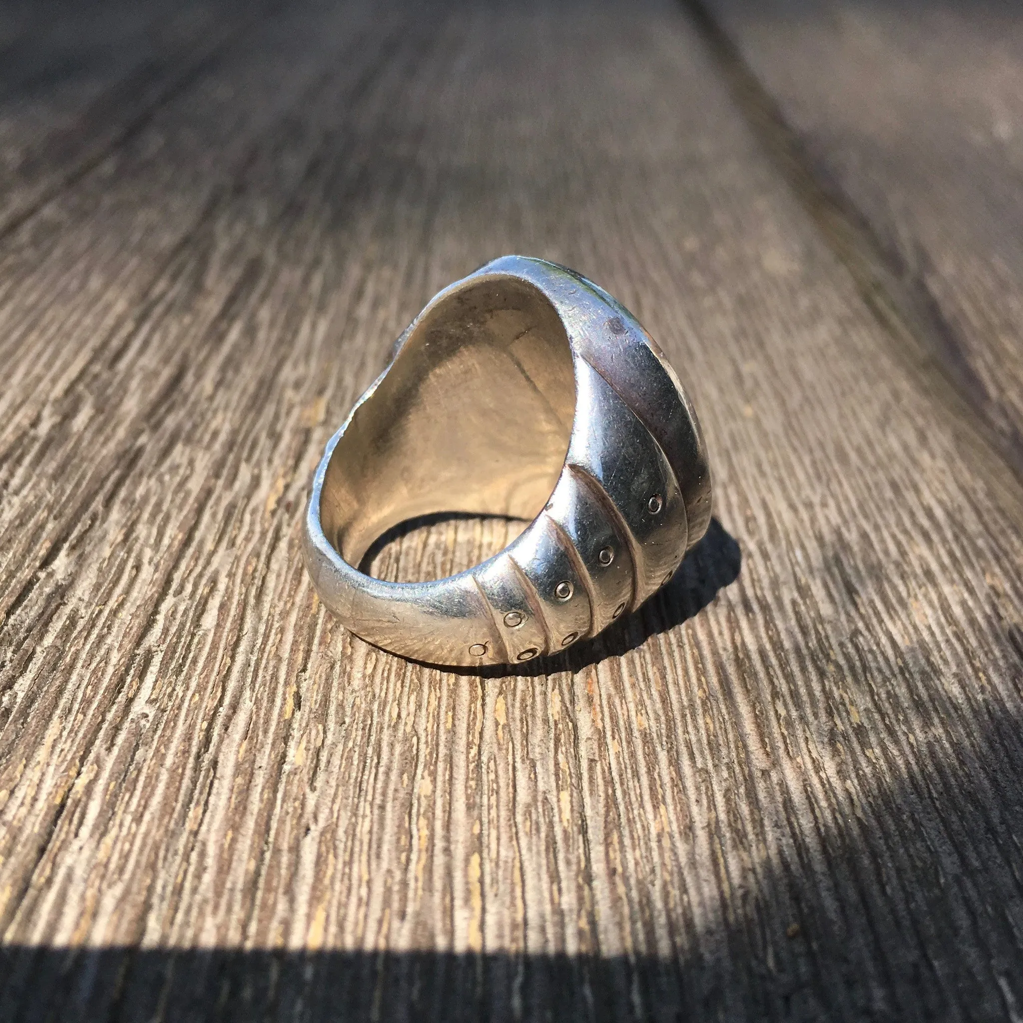 Vintage Mens Sterling Silver Coat of Arms COA Signet Crest Large Ring