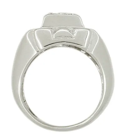 Vintage Mid Century Men's Diamond Ring in 14 Karat White Gold