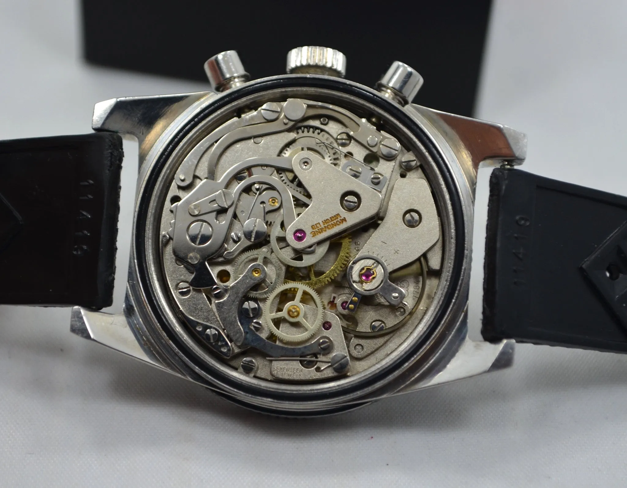 Vintage Mondaine Incabloc 200 Steel Chronograph Valjoux 7784 TROPICAL Watch