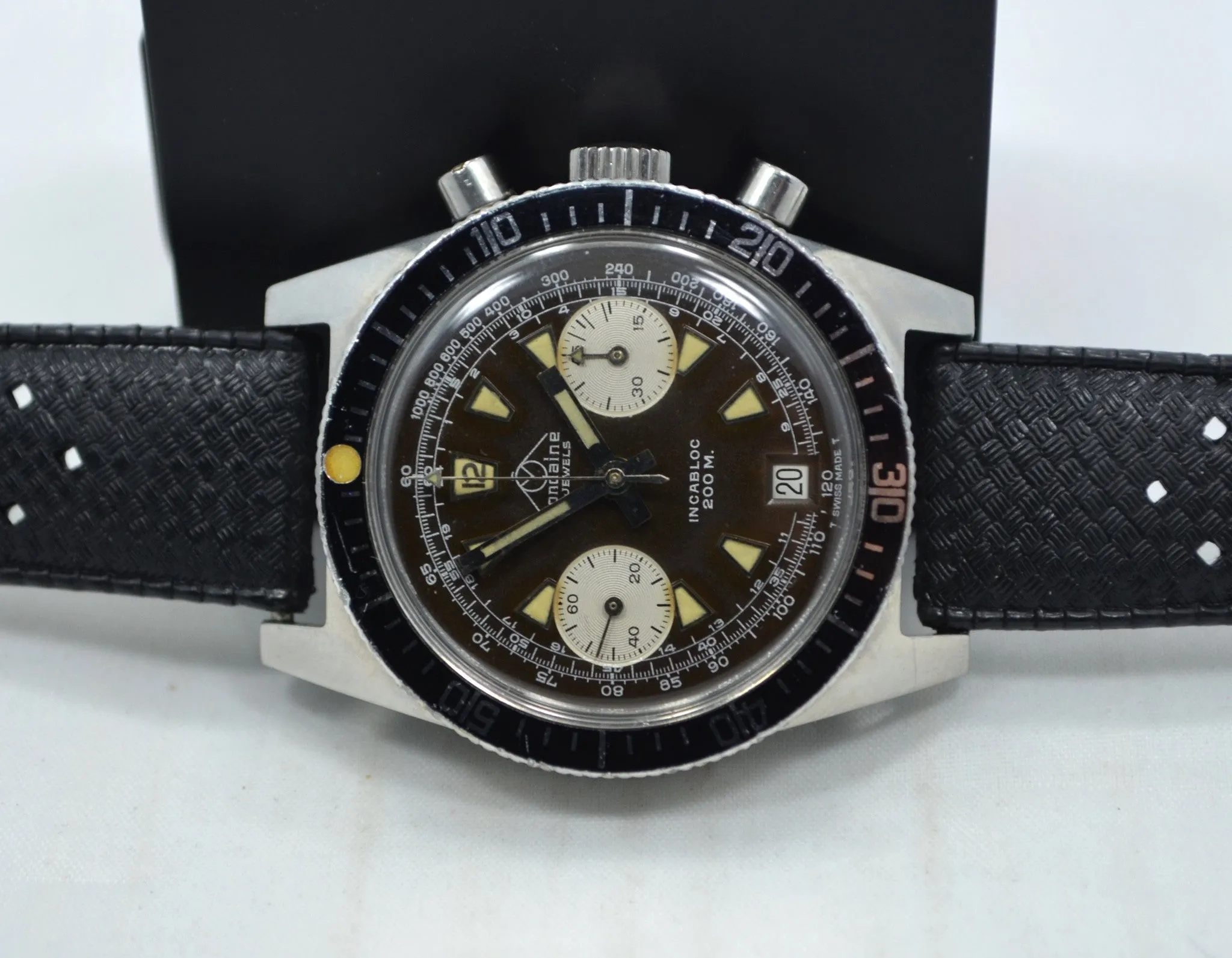 Vintage Mondaine Incabloc 200 Steel Chronograph Valjoux 7784 TROPICAL Watch