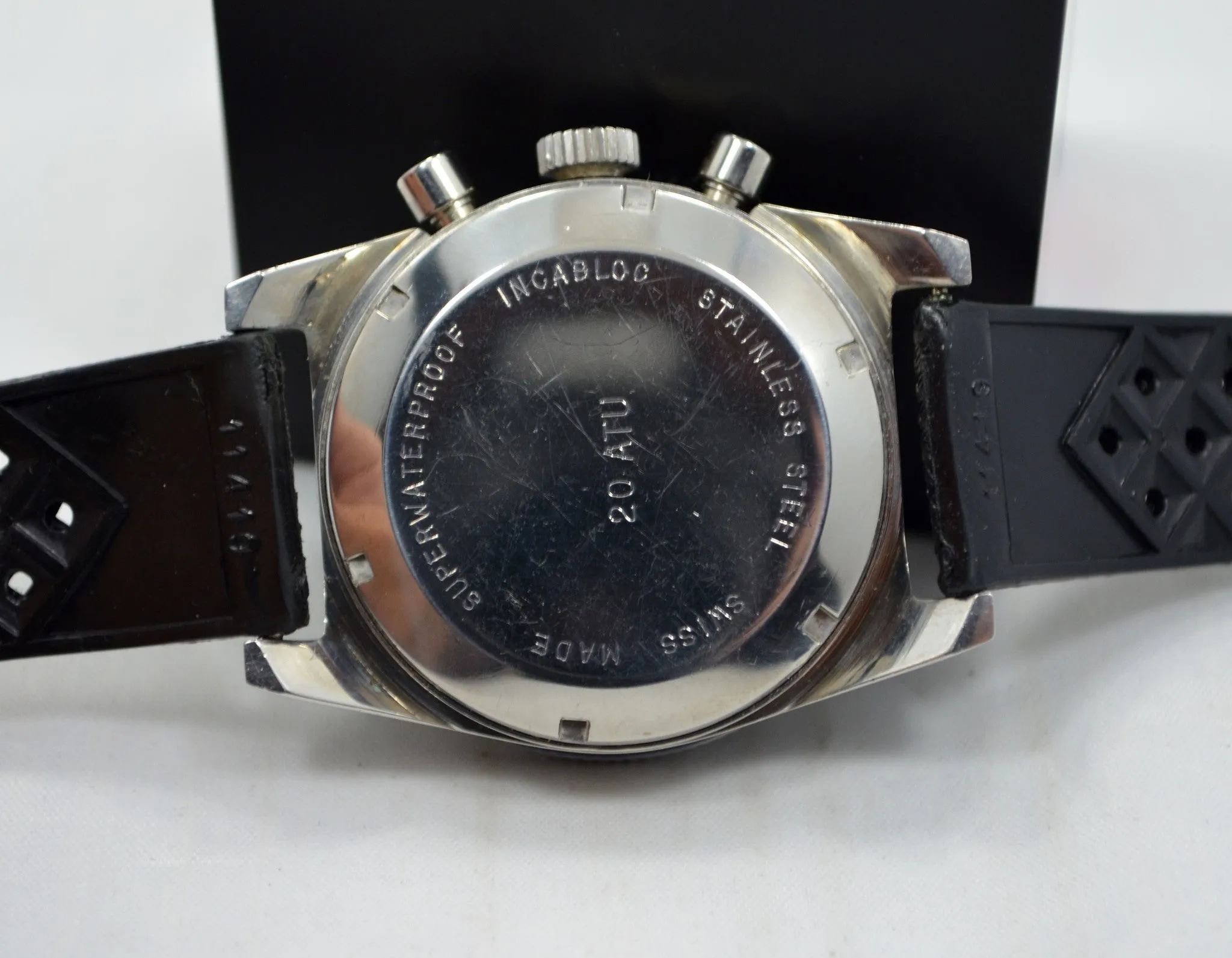 Vintage Mondaine Incabloc 200 Steel Chronograph Valjoux 7784 TROPICAL Watch