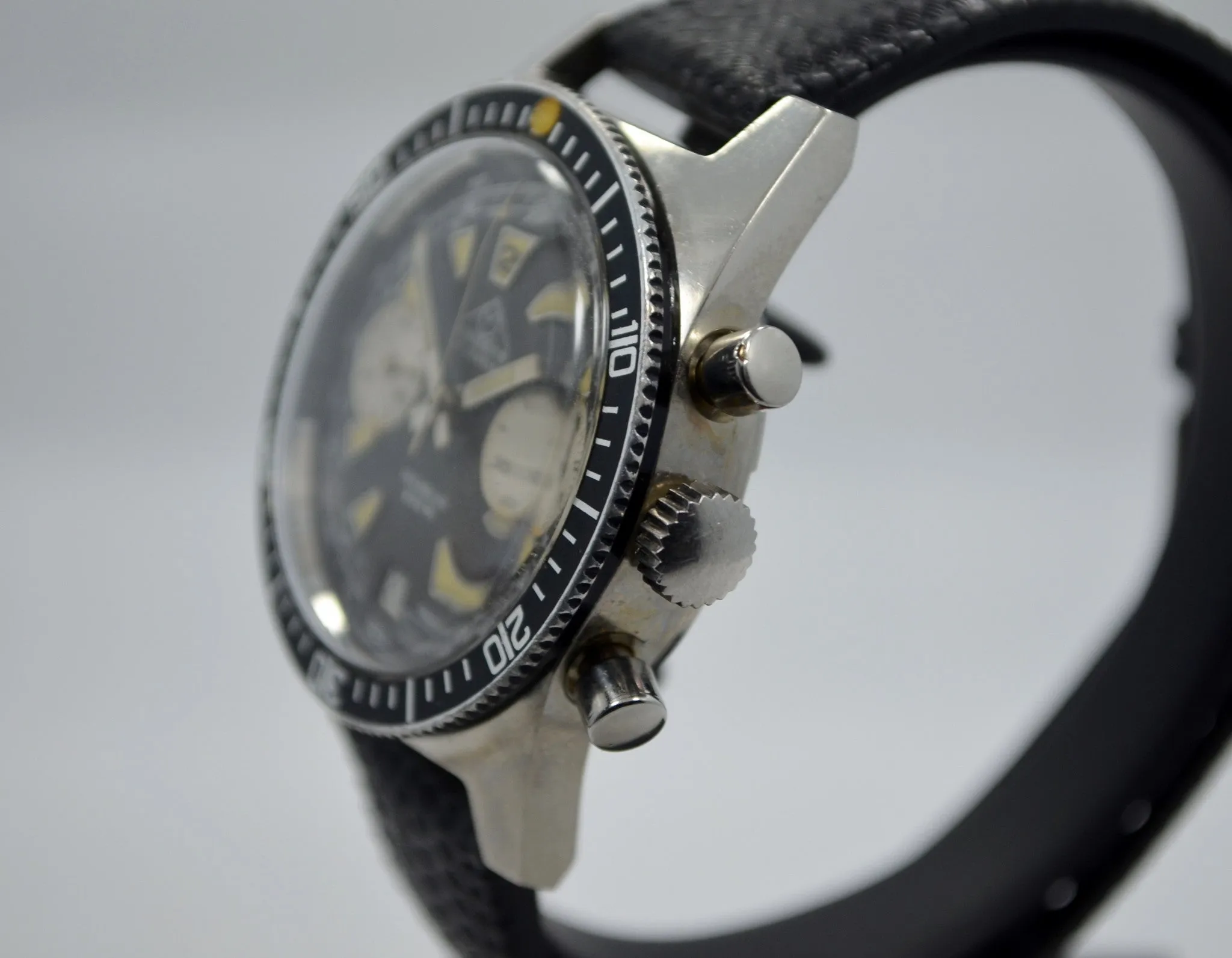 Vintage Mondaine Incabloc 200 Steel Chronograph Valjoux 7784 TROPICAL Watch