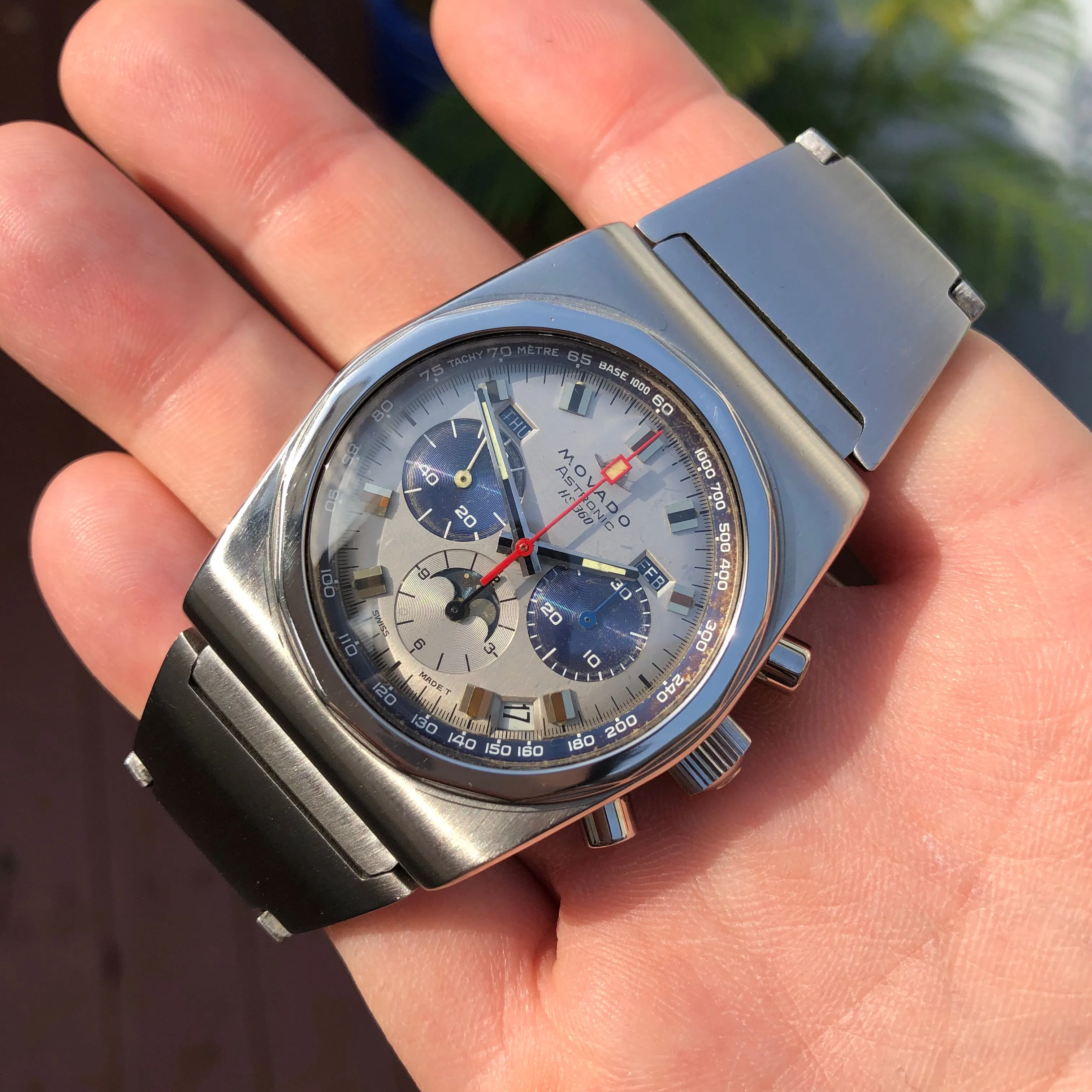 Vintage Movado Astronic HS360 Super Sub Sea El Primero Chronograph Stainless Steel Wristwatch